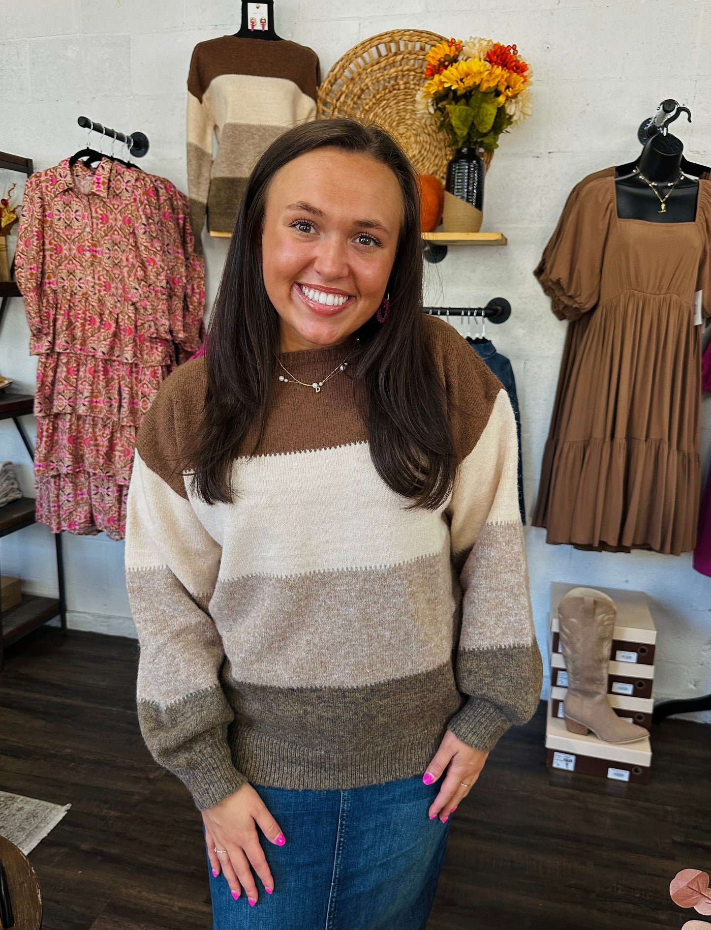 Mocha Color Block Sweater