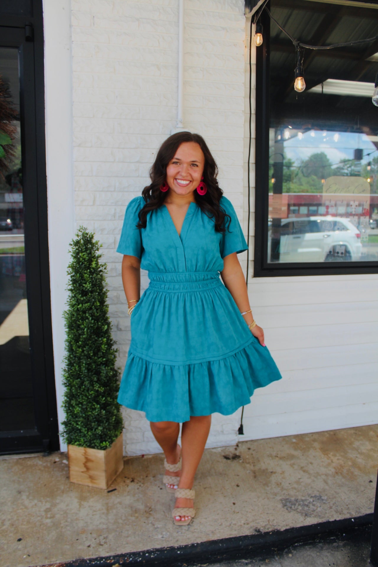 The Hazel Teal Tiered Dress