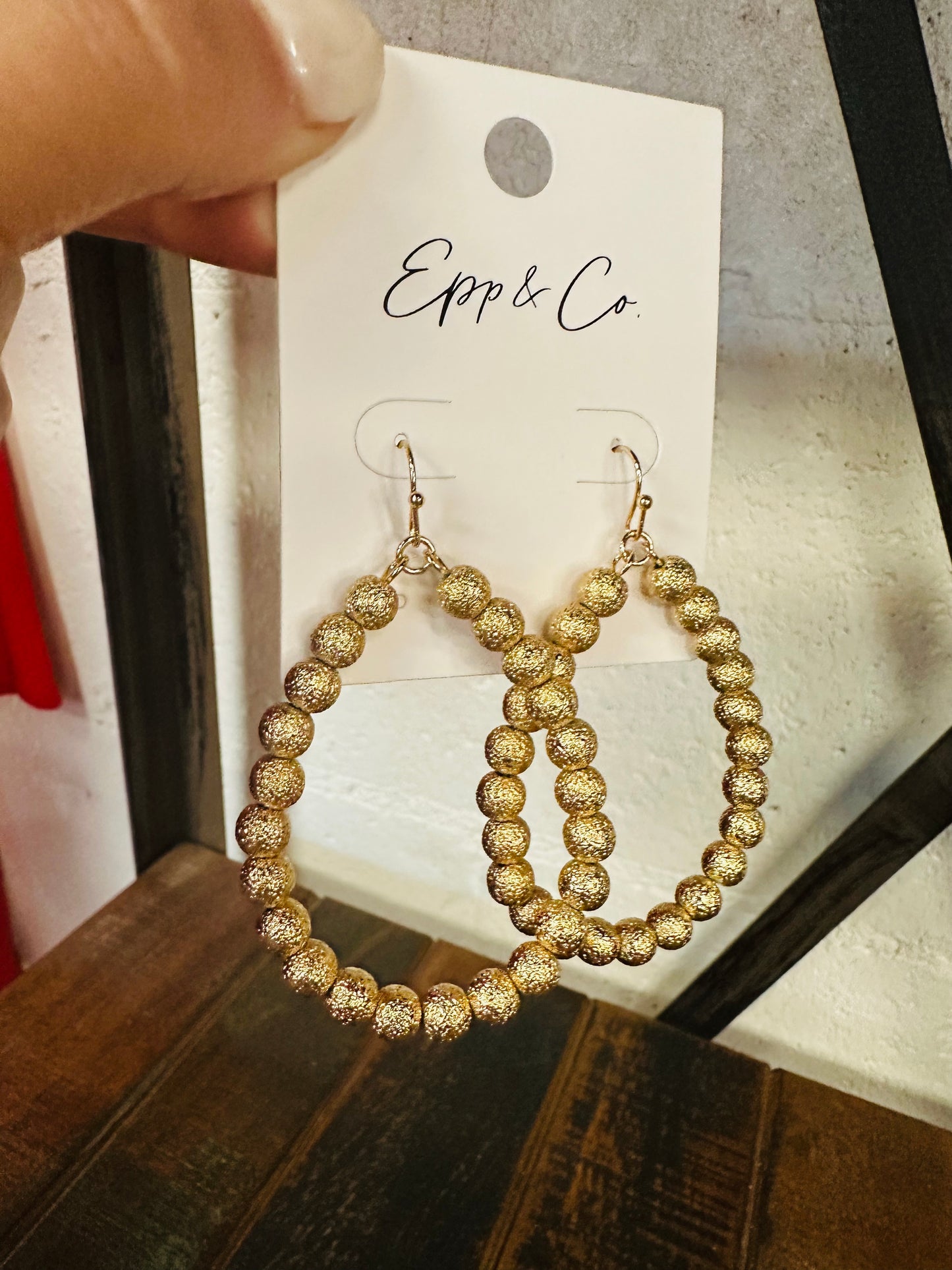 Gold Brushed Bead Hoops