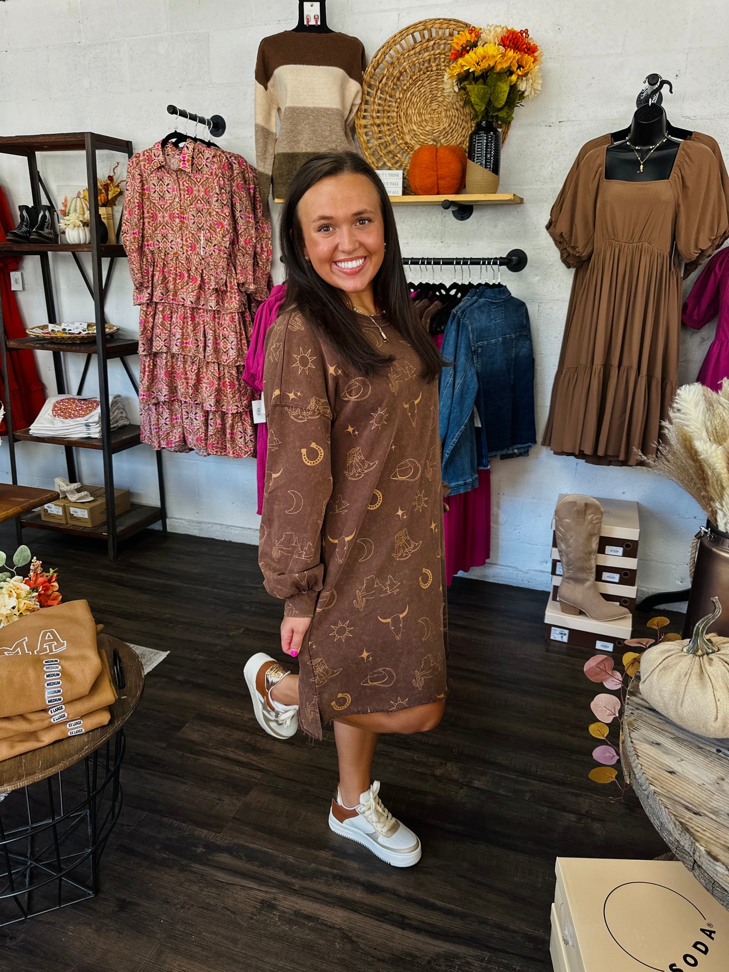 Yeehaw Brown T-shirt Dress