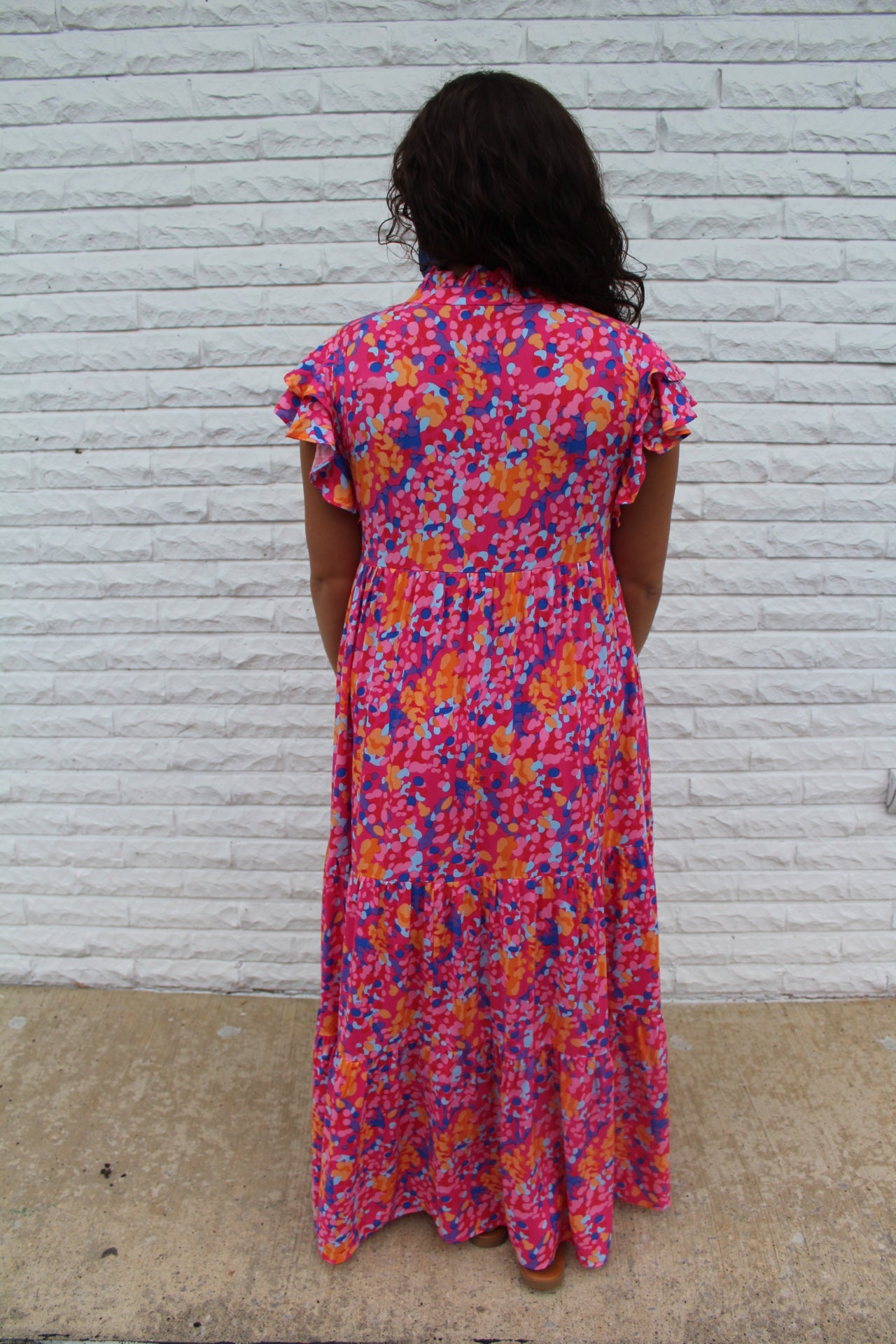 The Addyson Fuchsia Abstract Midi Dress