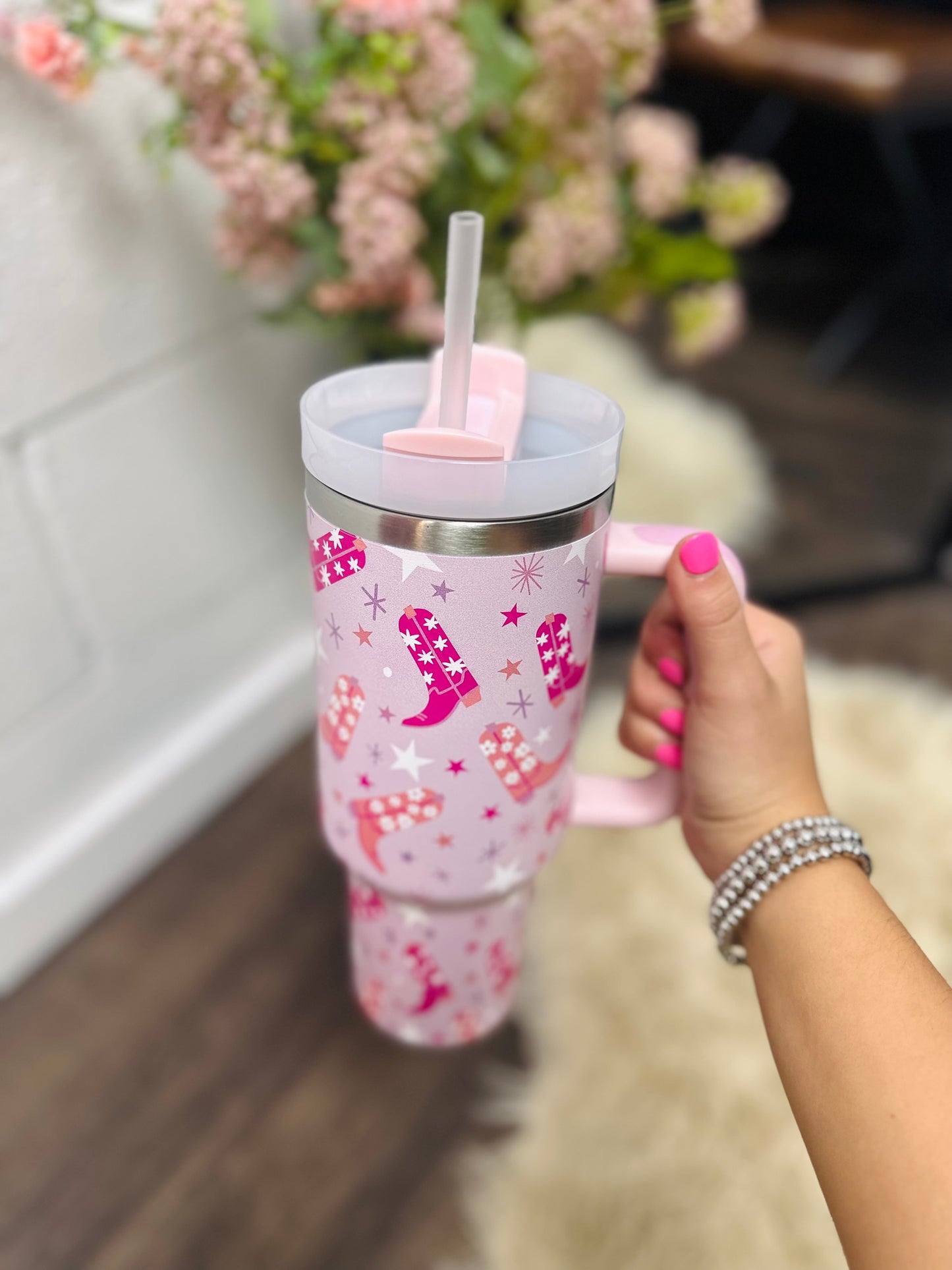 Pink Western Cowboy Boot 40oz Tumbler