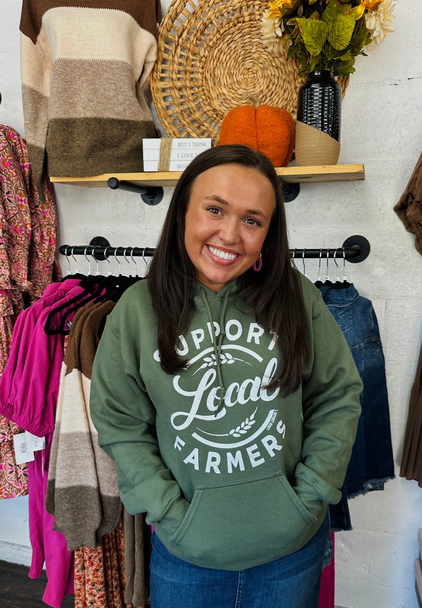 Support Local Farmers Military Green Hoodie