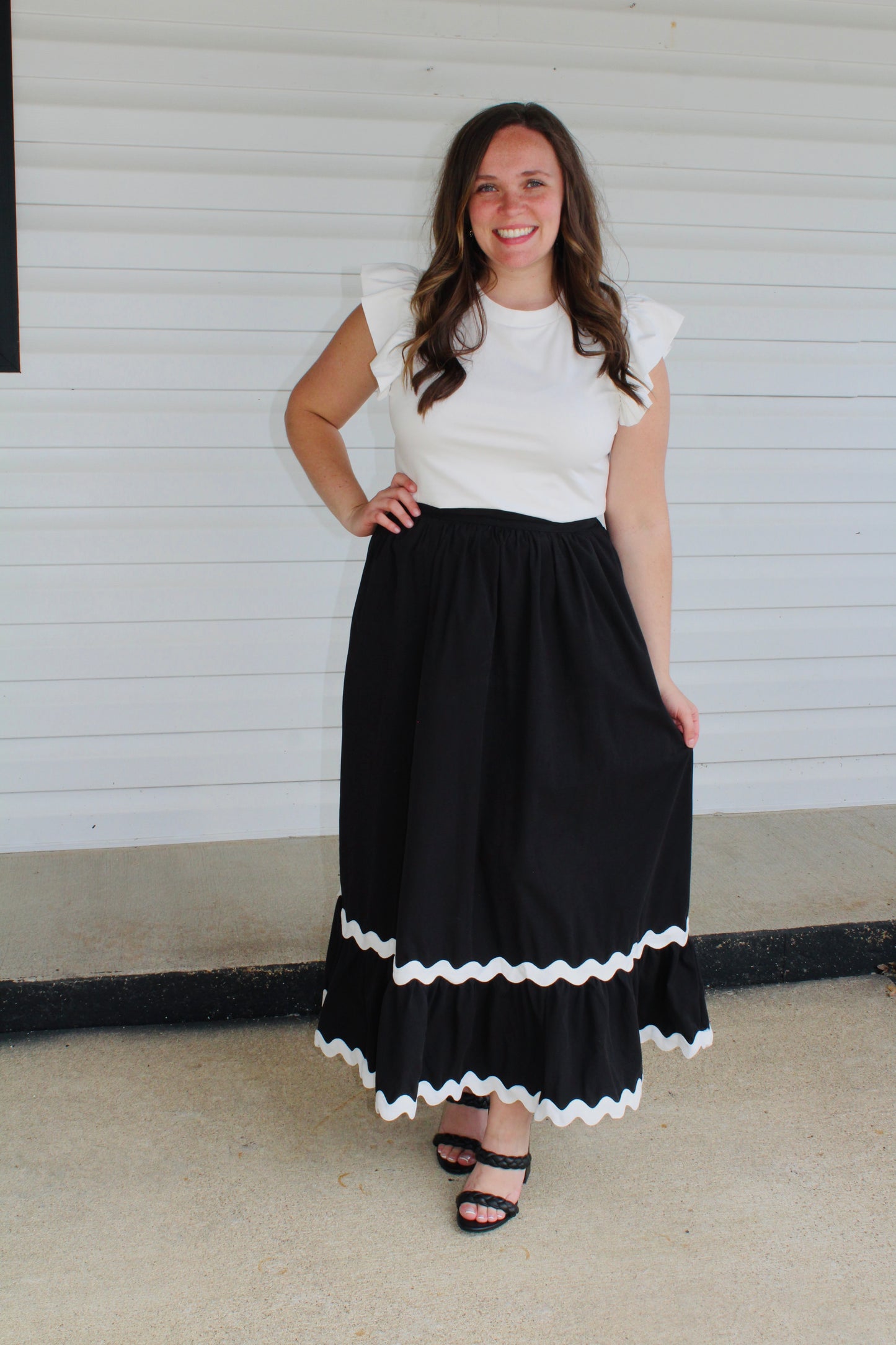 All Dressed Up Black Ric Rac High Waist Skirt