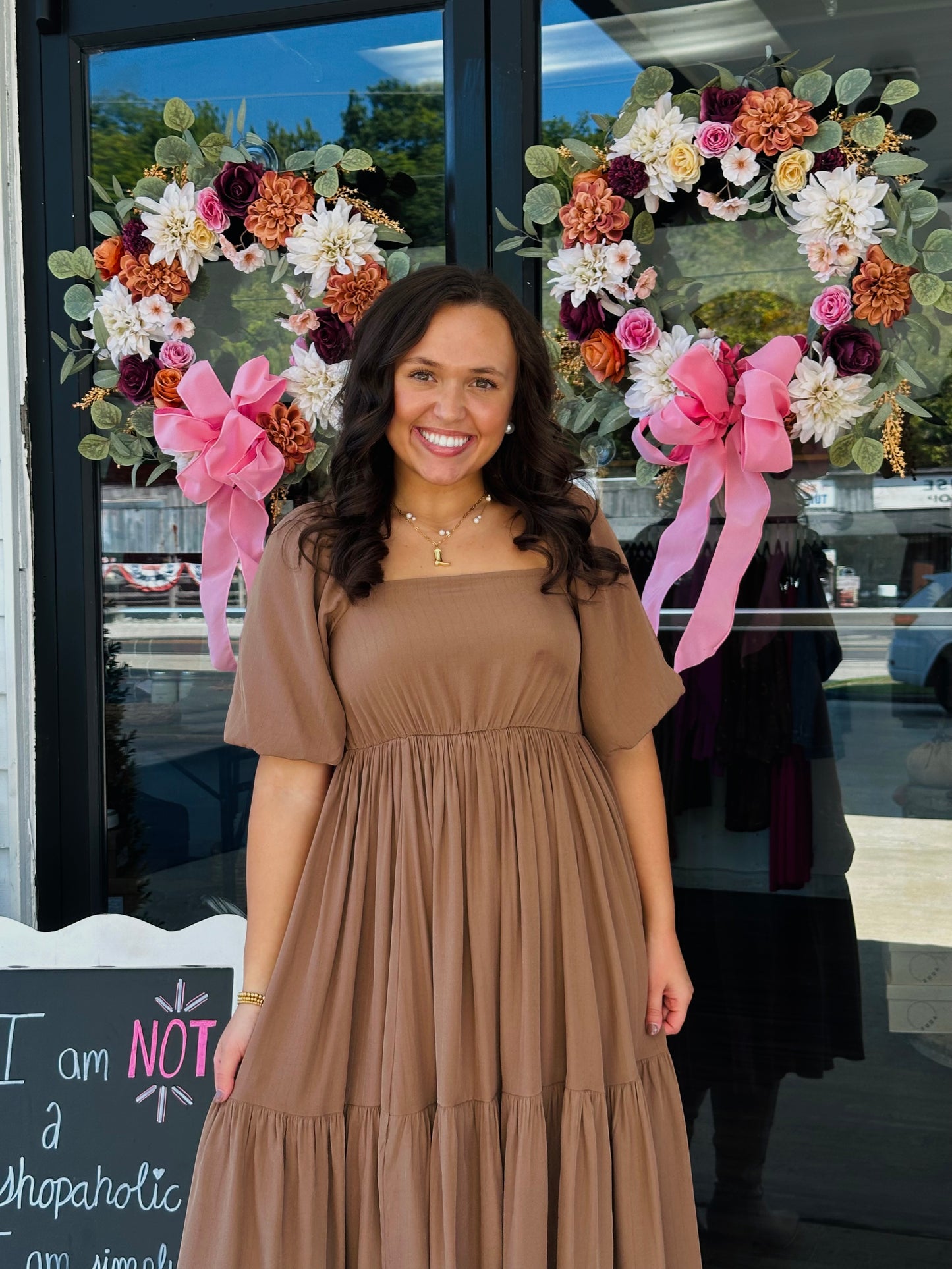 The Asher Square Neck Mocha Dress