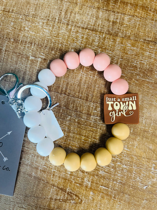 Just a Small Town Girl Beaded Keychain