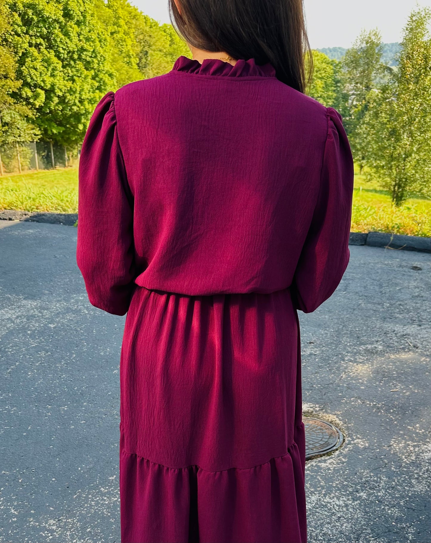 The Annie Burgundy Midi Dress