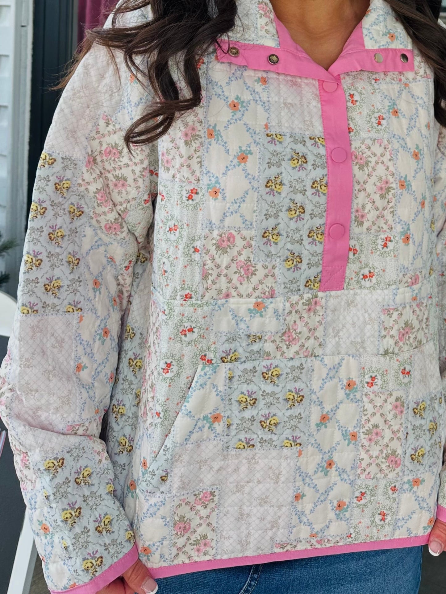 The Poppy Vintage Quilted Floral Pullover