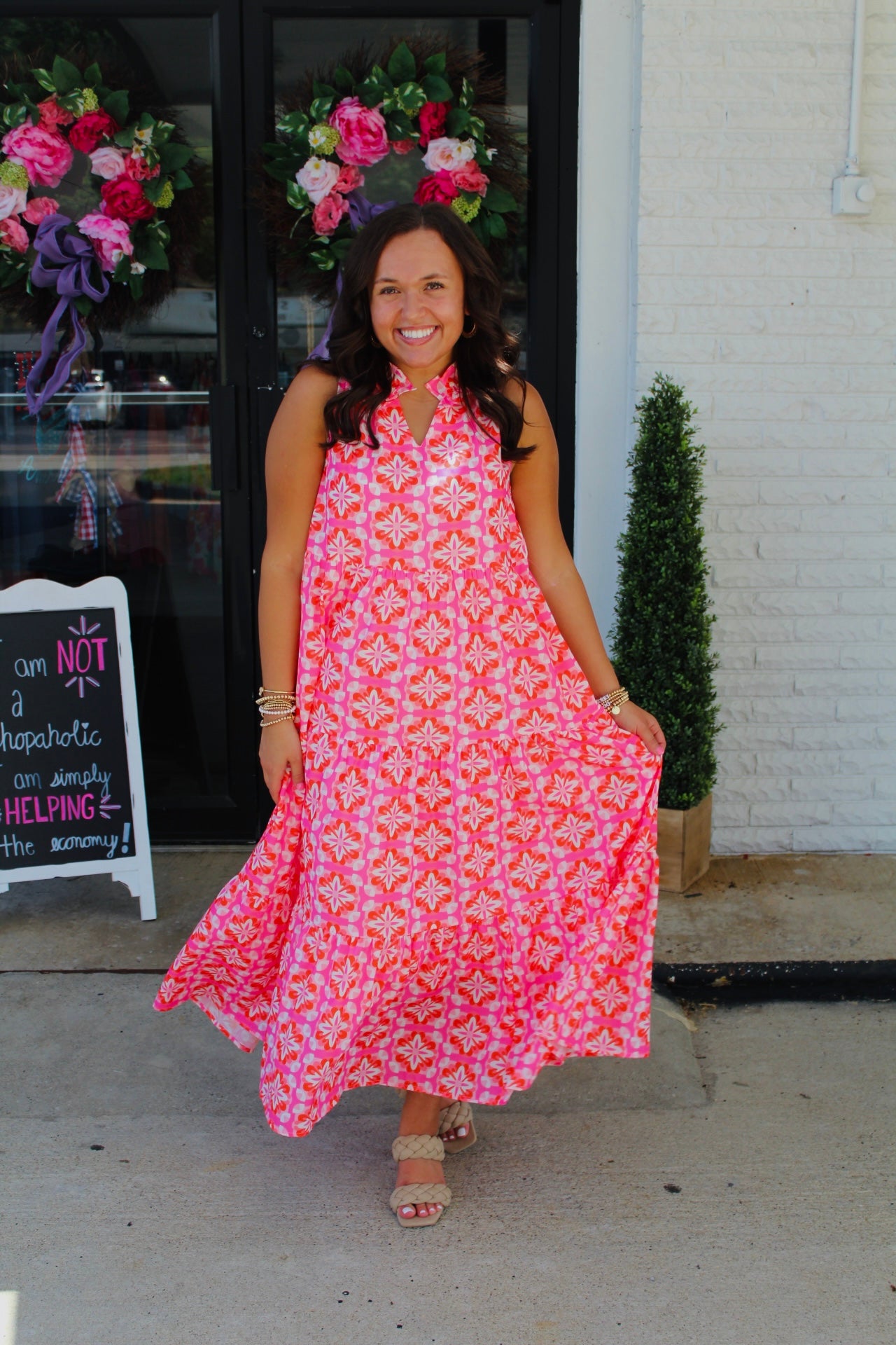 The Isabelle Pink Floral Print Maxi Dress