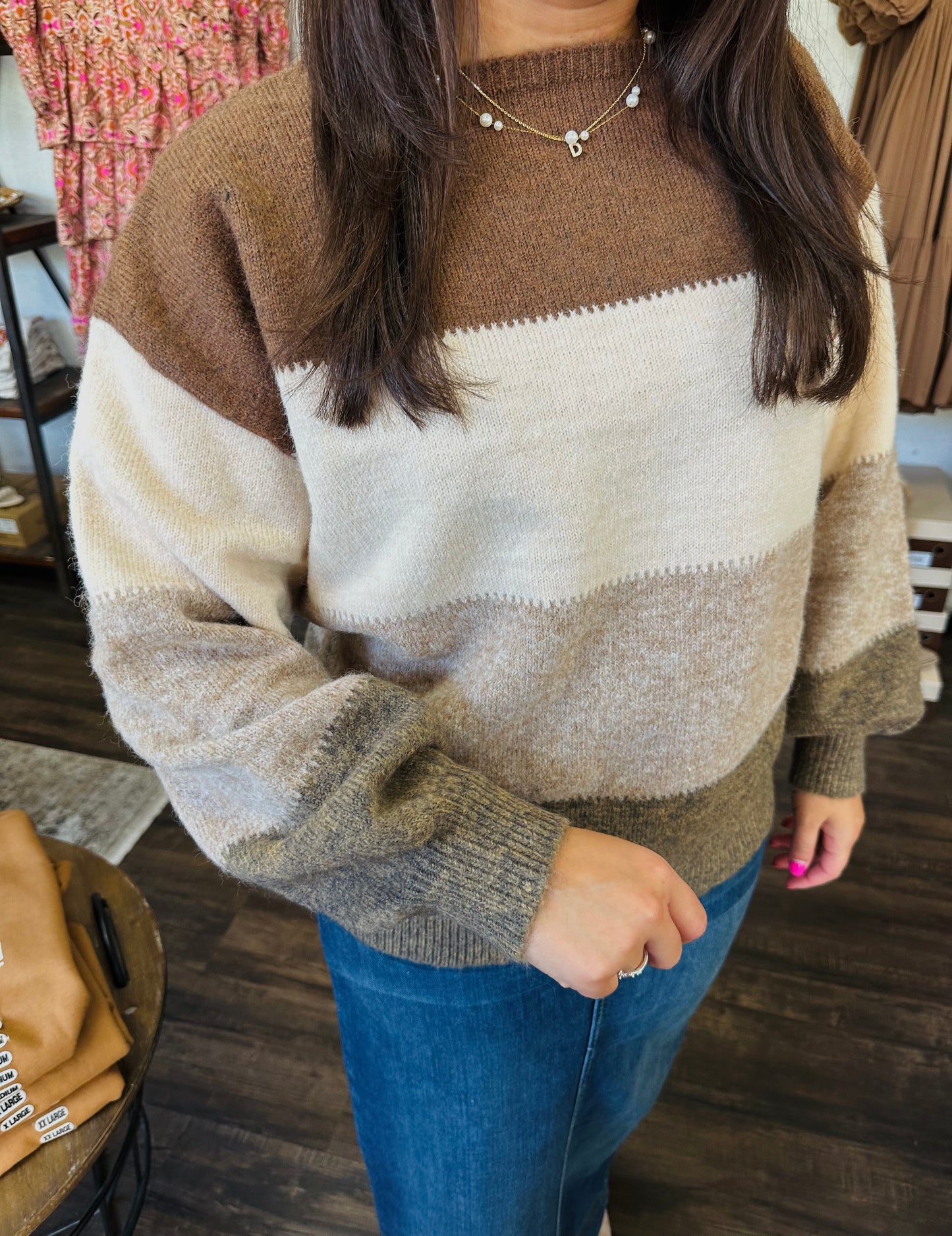 Mocha Color Block Sweater