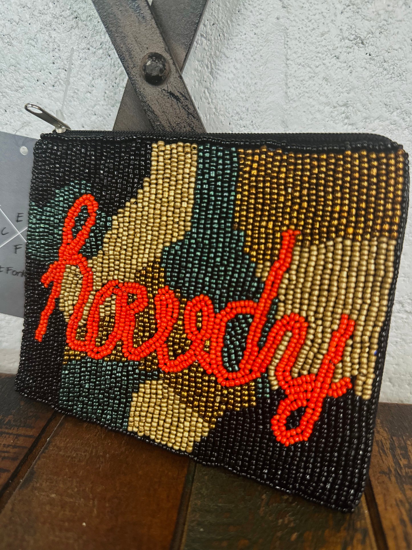 Howdy Camouflage Beaded Zip Pouch