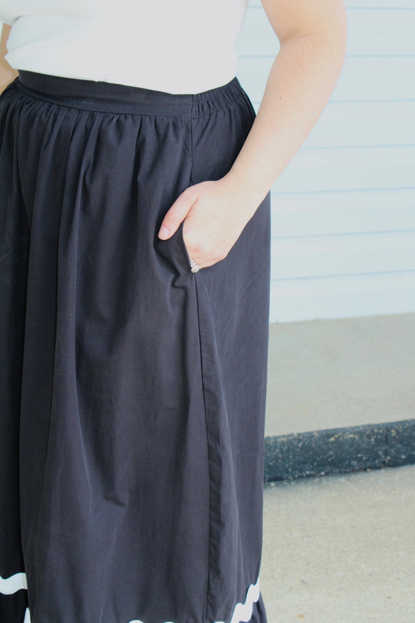 All Dressed Up Black Ric Rac High Waist Skirt