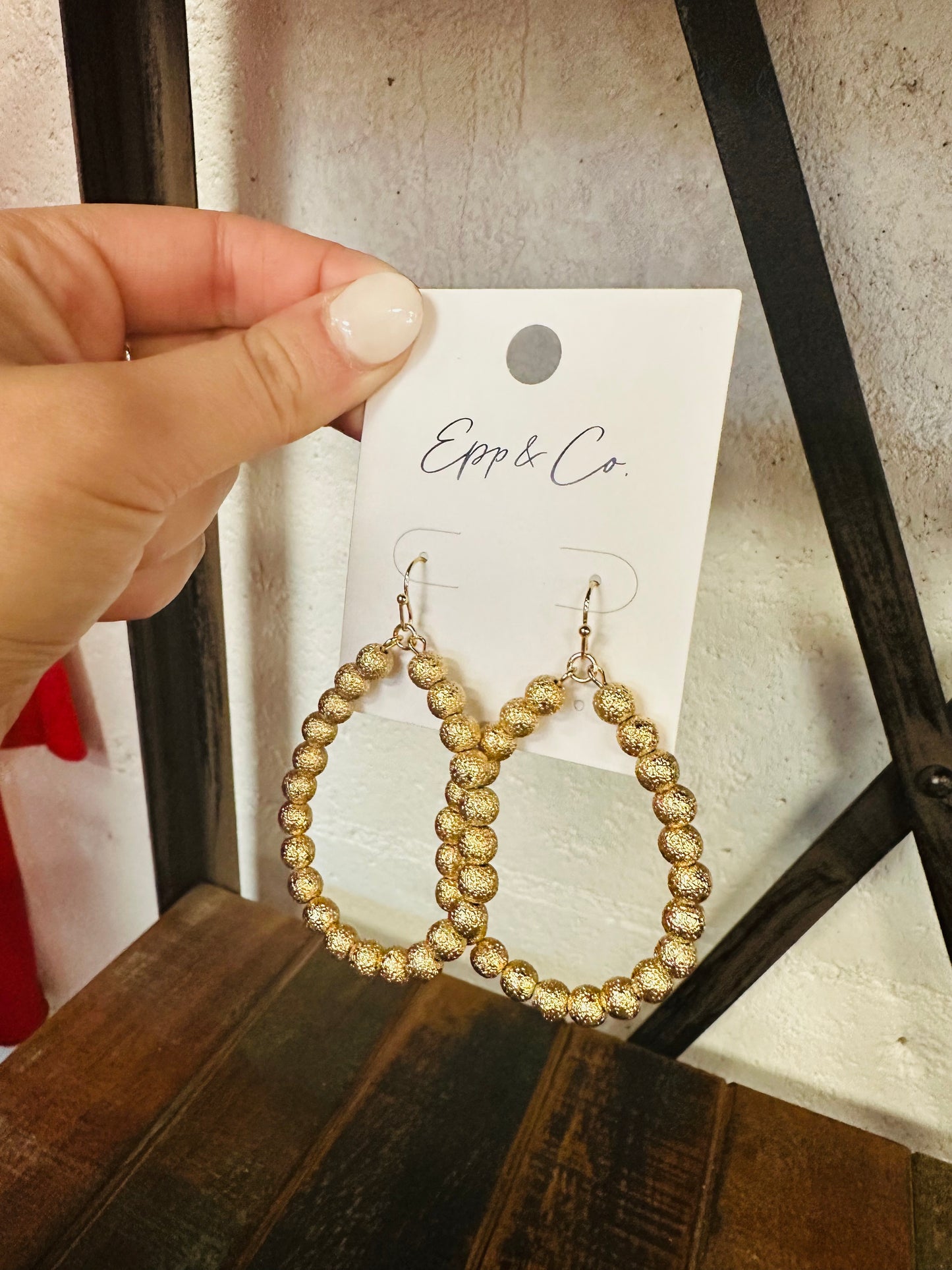 Gold Brushed Bead Hoops