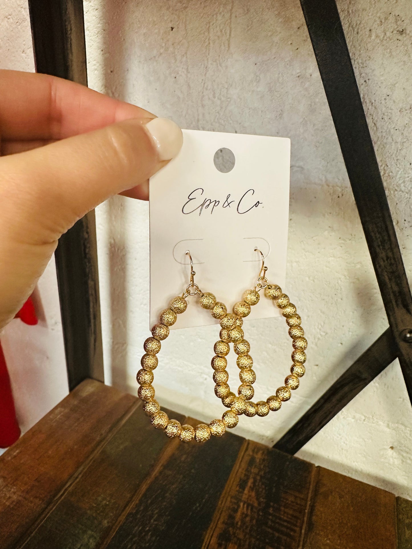 Gold Brushed Bead Hoops