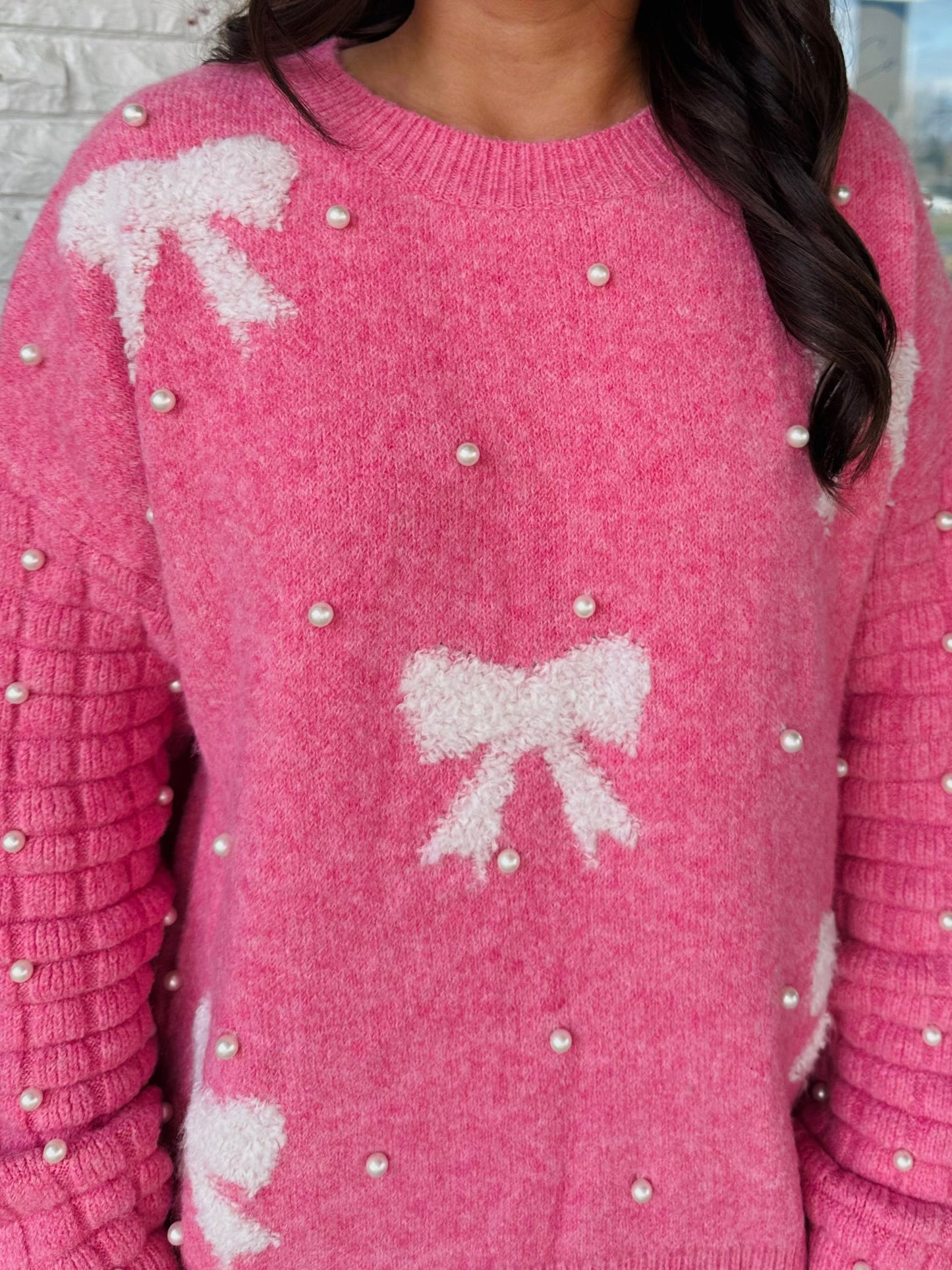 The Lila Pearl Stud Bow Sweater