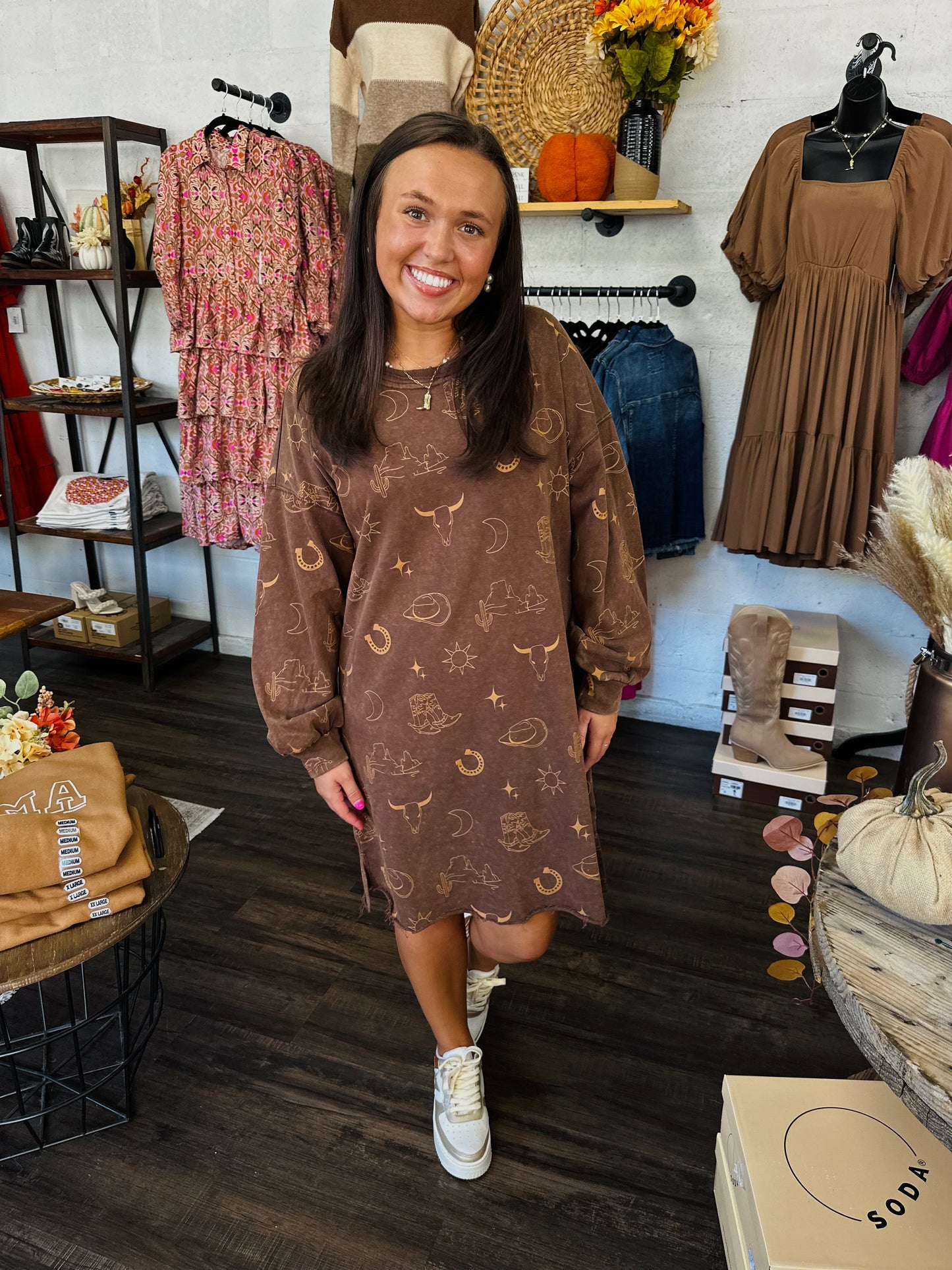 Yeehaw Brown T-shirt Dress