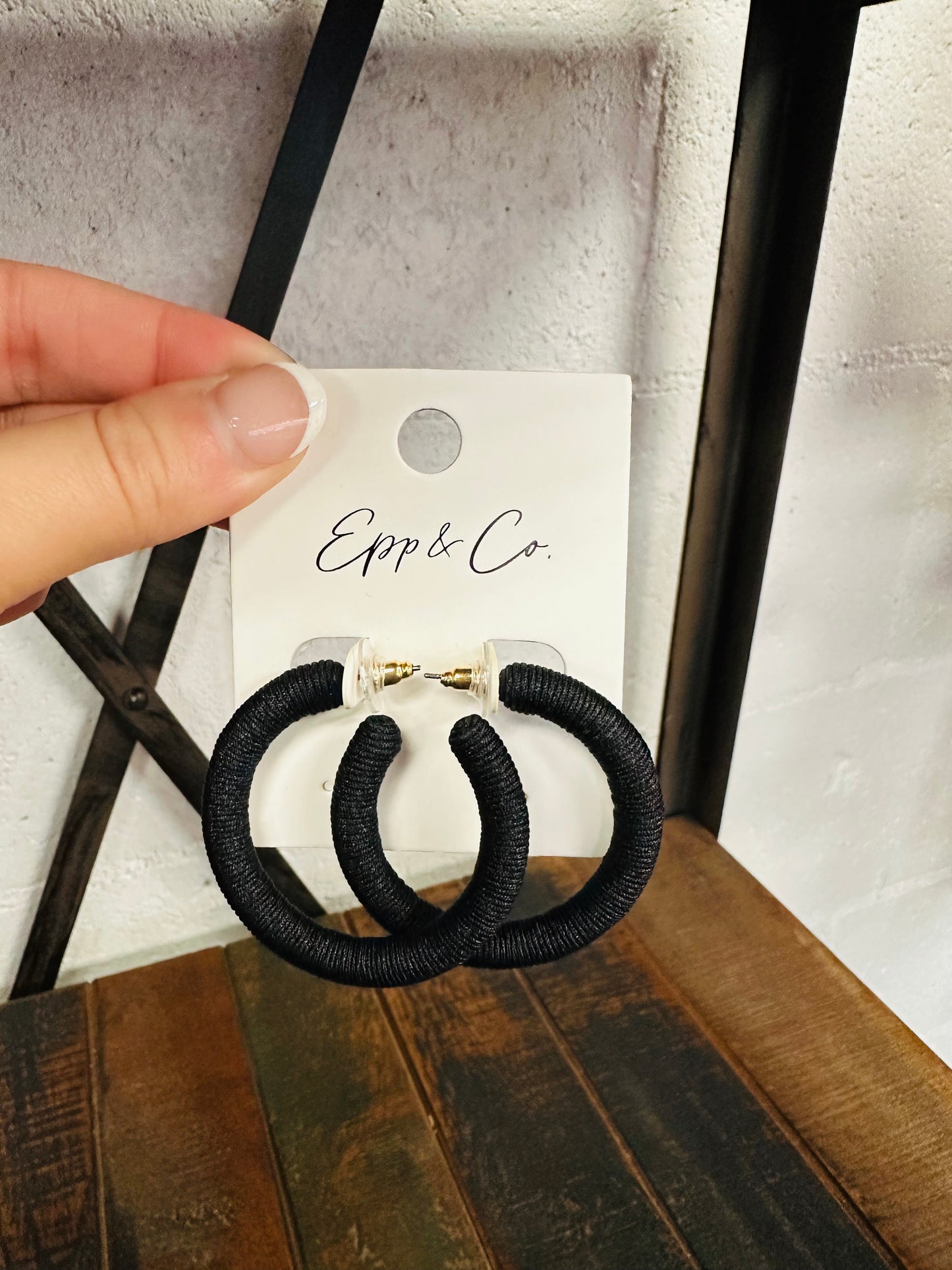 Black Thread Hoops