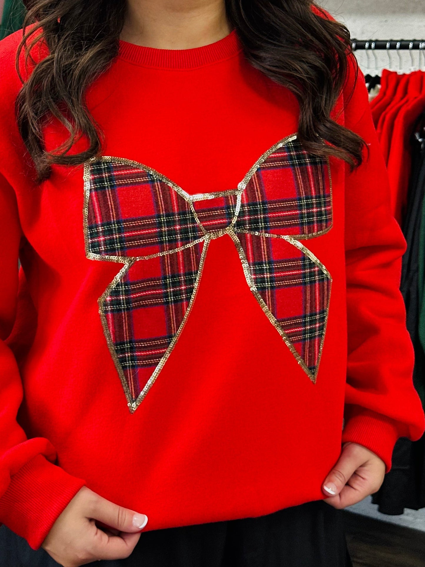 Happy Holidays Christmas Plaid Bow Top