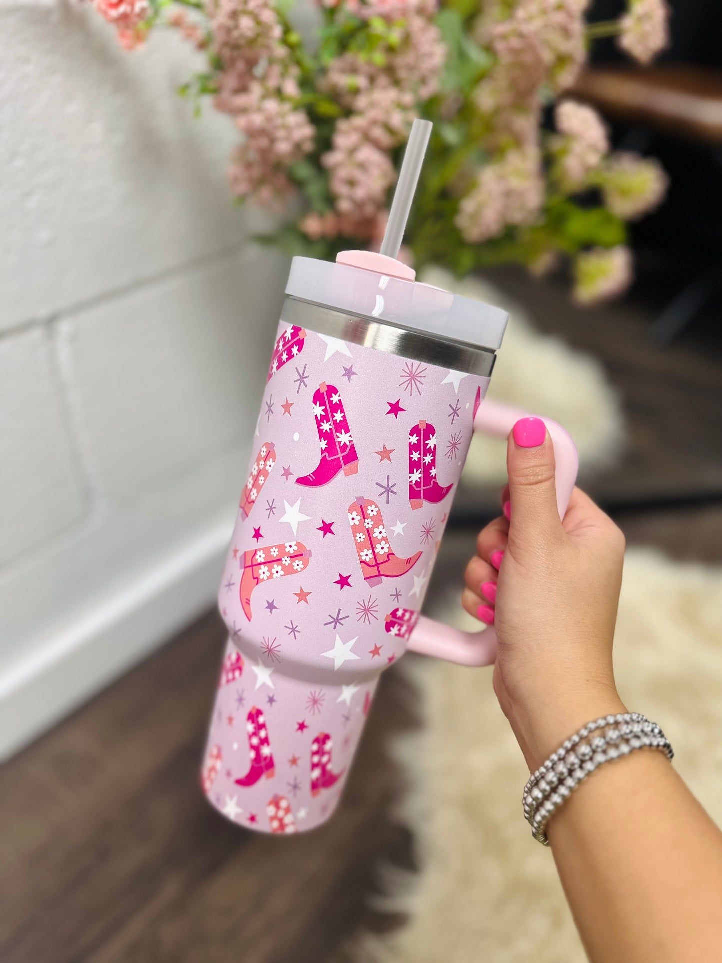 Pink Western Cowboy Boot 40oz Tumbler