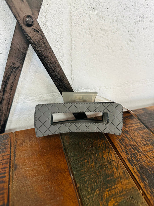 Gray Quilted Claw Clip