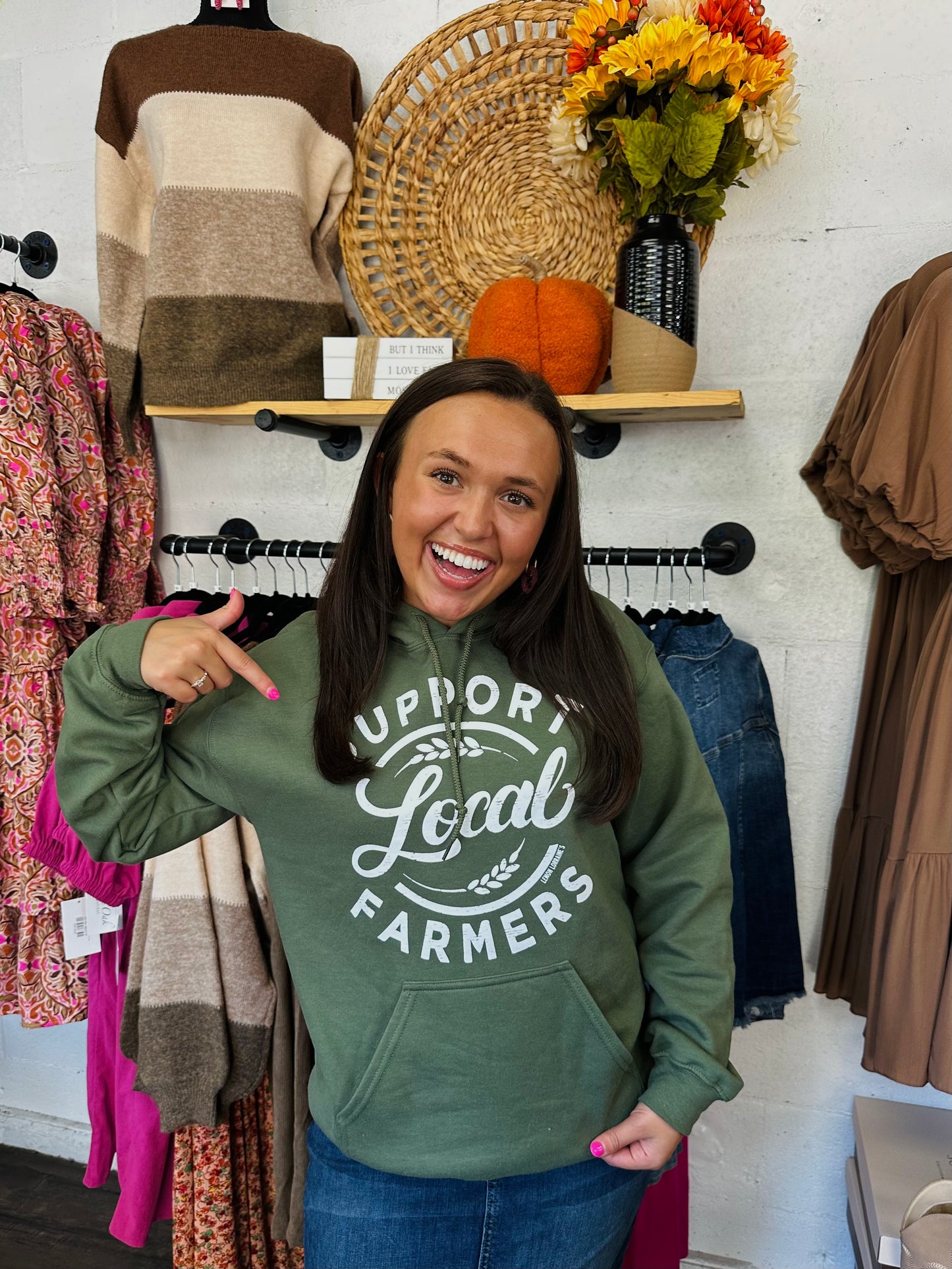 Support Local Farmers Military Green Hoodie