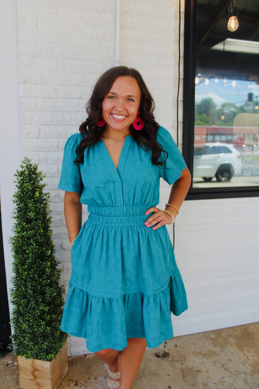 The Hazel Teal Tiered Dress