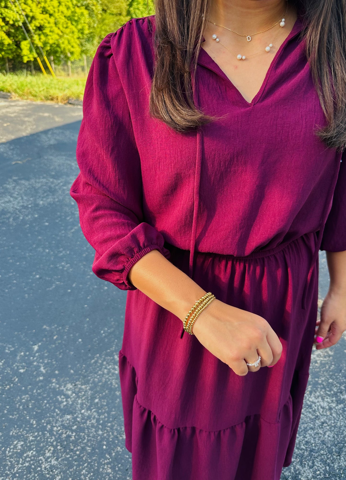 The Annie Burgundy Midi Dress