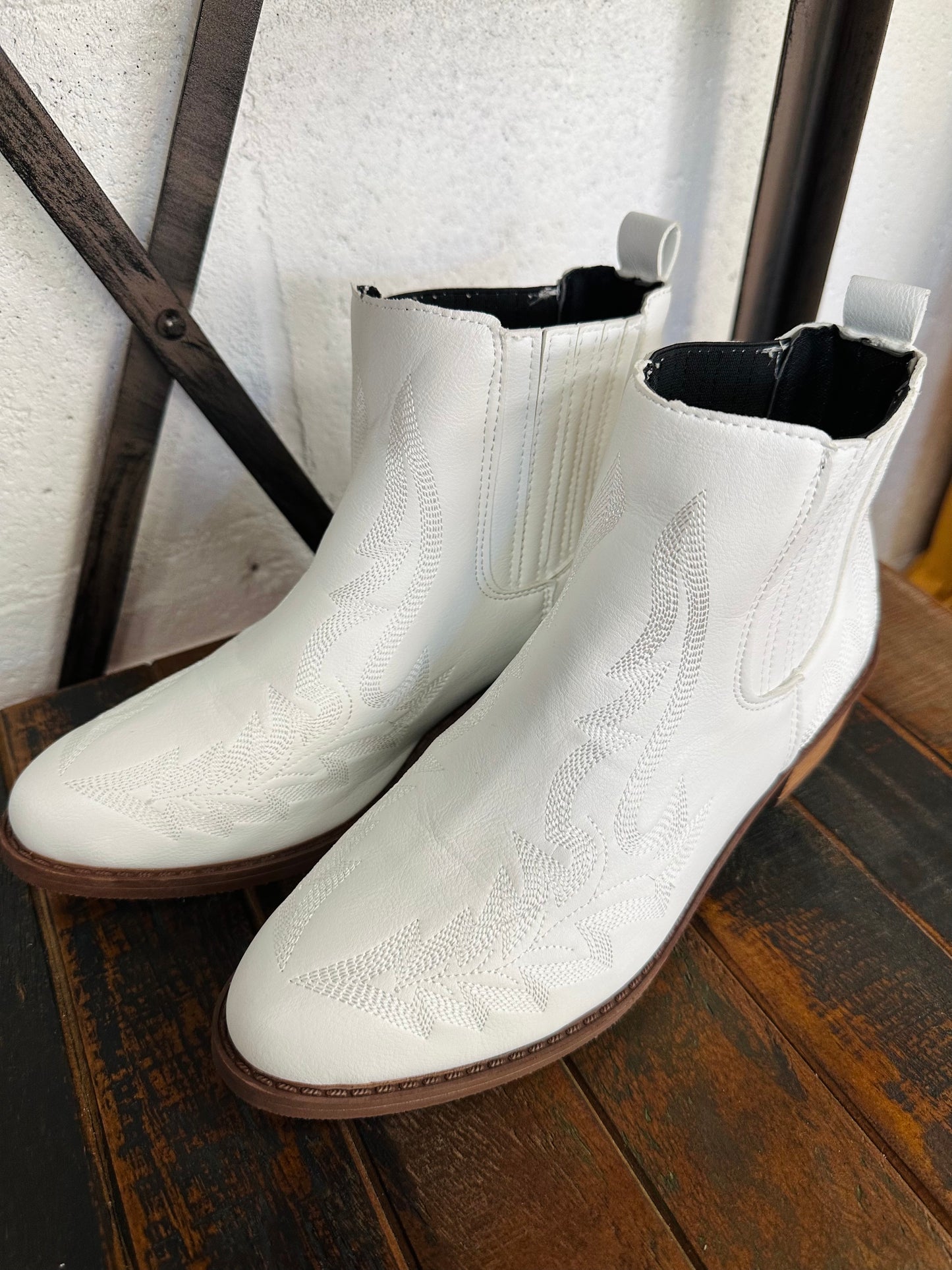 The Montana White Western Bootie