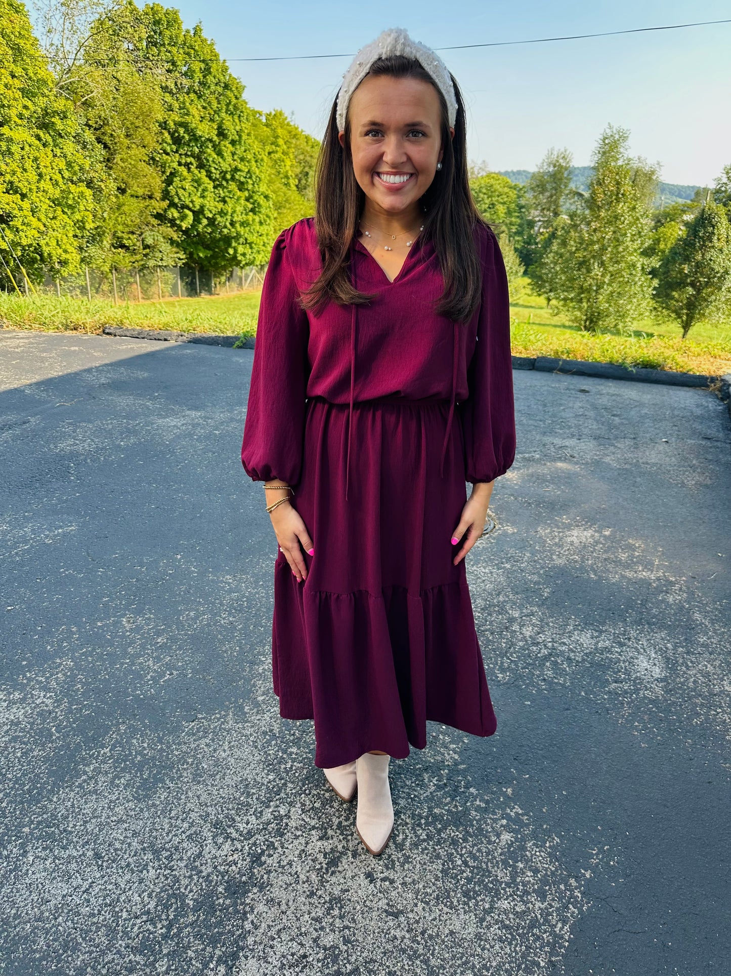 The Annie Burgundy Midi Dress