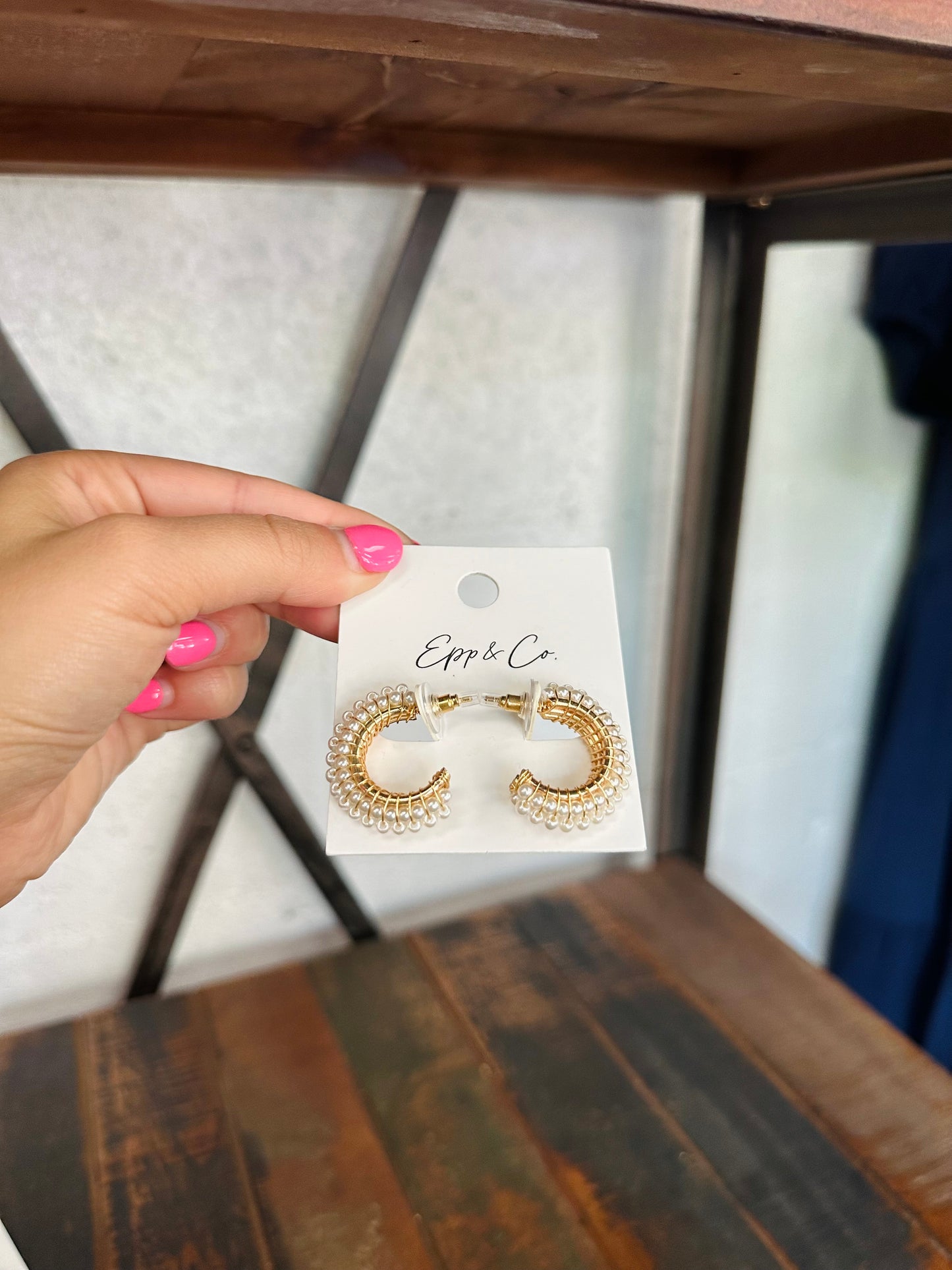 Gold Triple Pearl Hoops