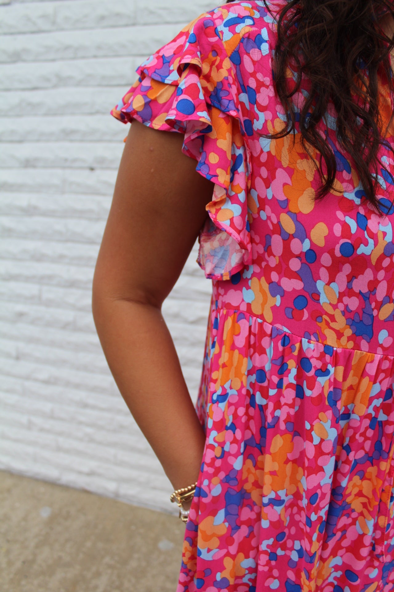 The Addyson Fuchsia Abstract Midi Dress