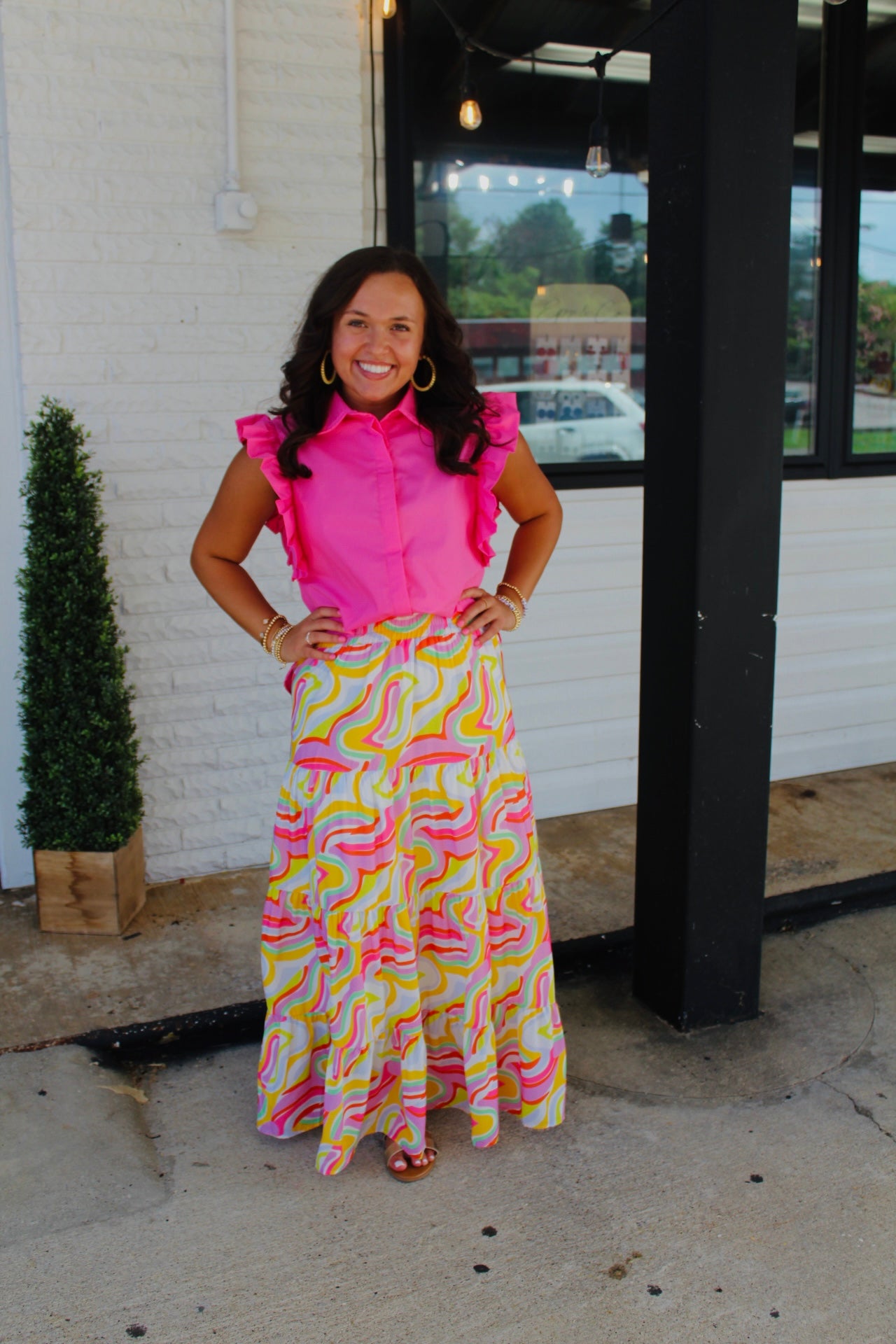 The Keely Pink Abstract Print Maxi Skirt