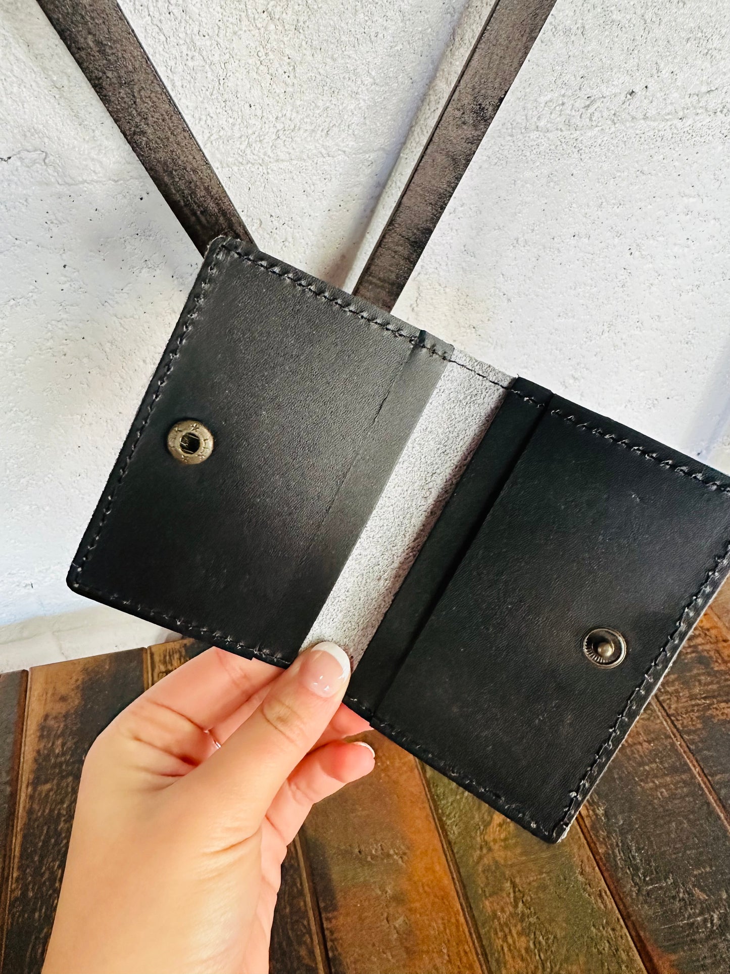 Black & White Leather Credit Card Holder