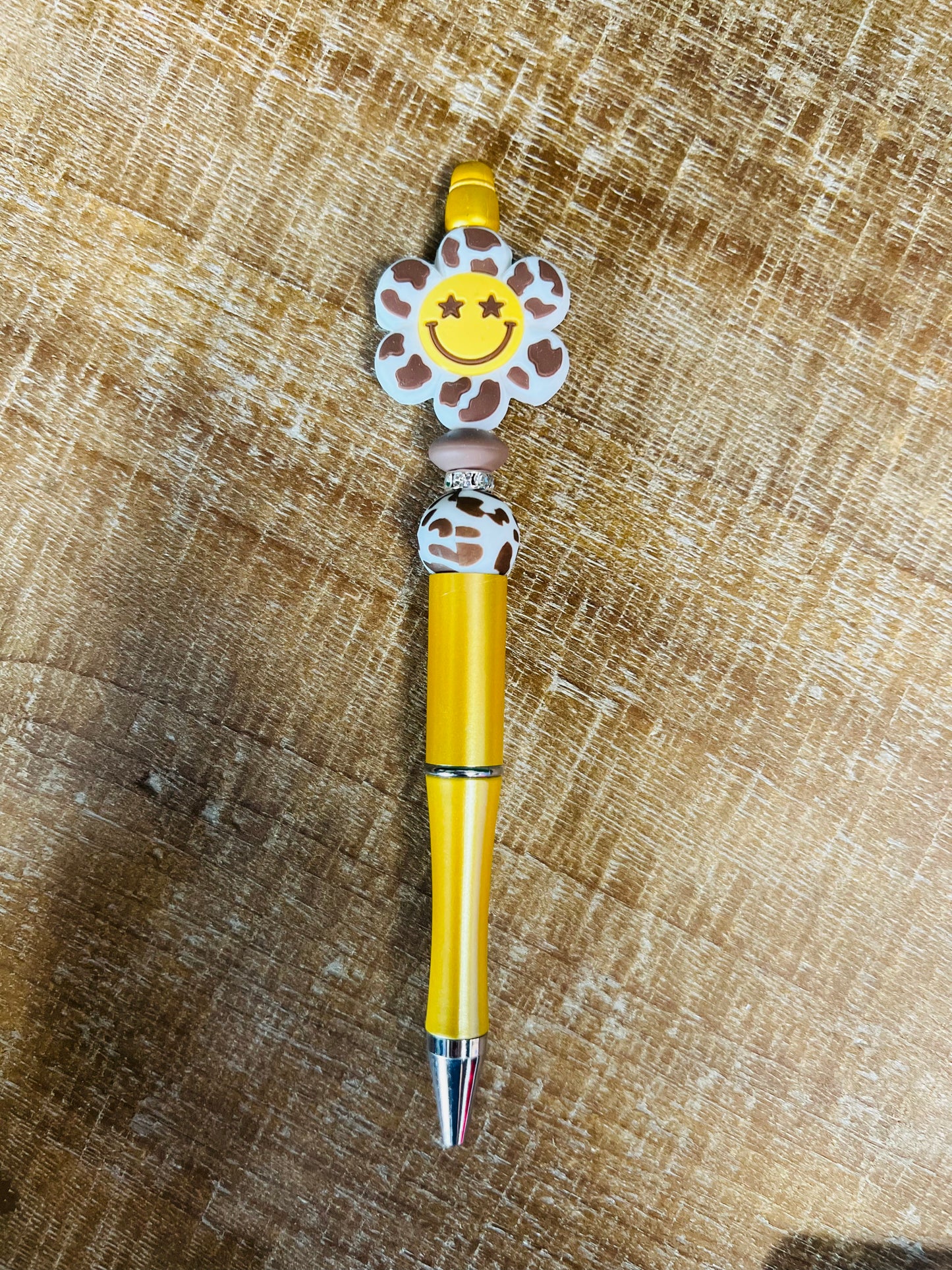 Brown Flower Beaded Pen
