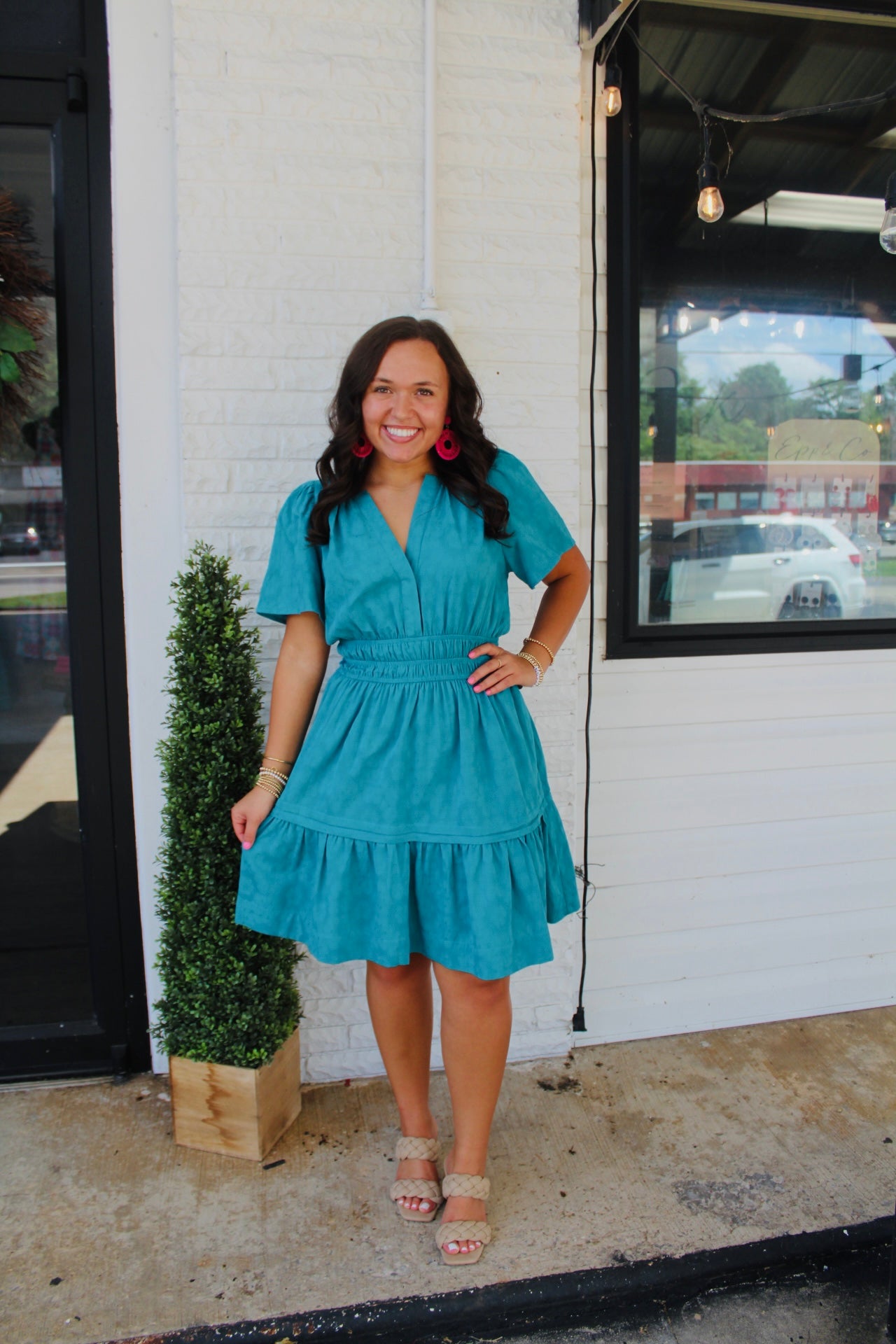 The Hazel Teal Tiered Dress