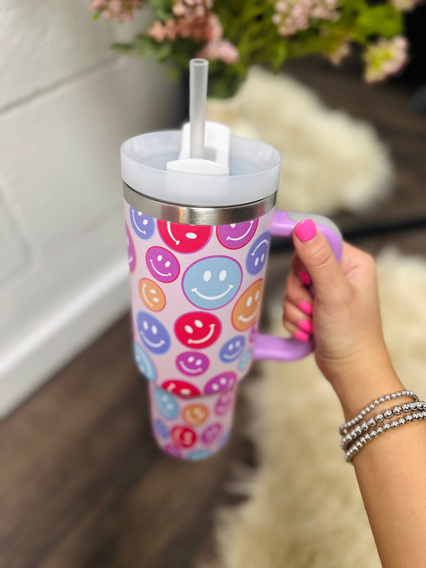 Rainbow Smiley 40oz Tumbler