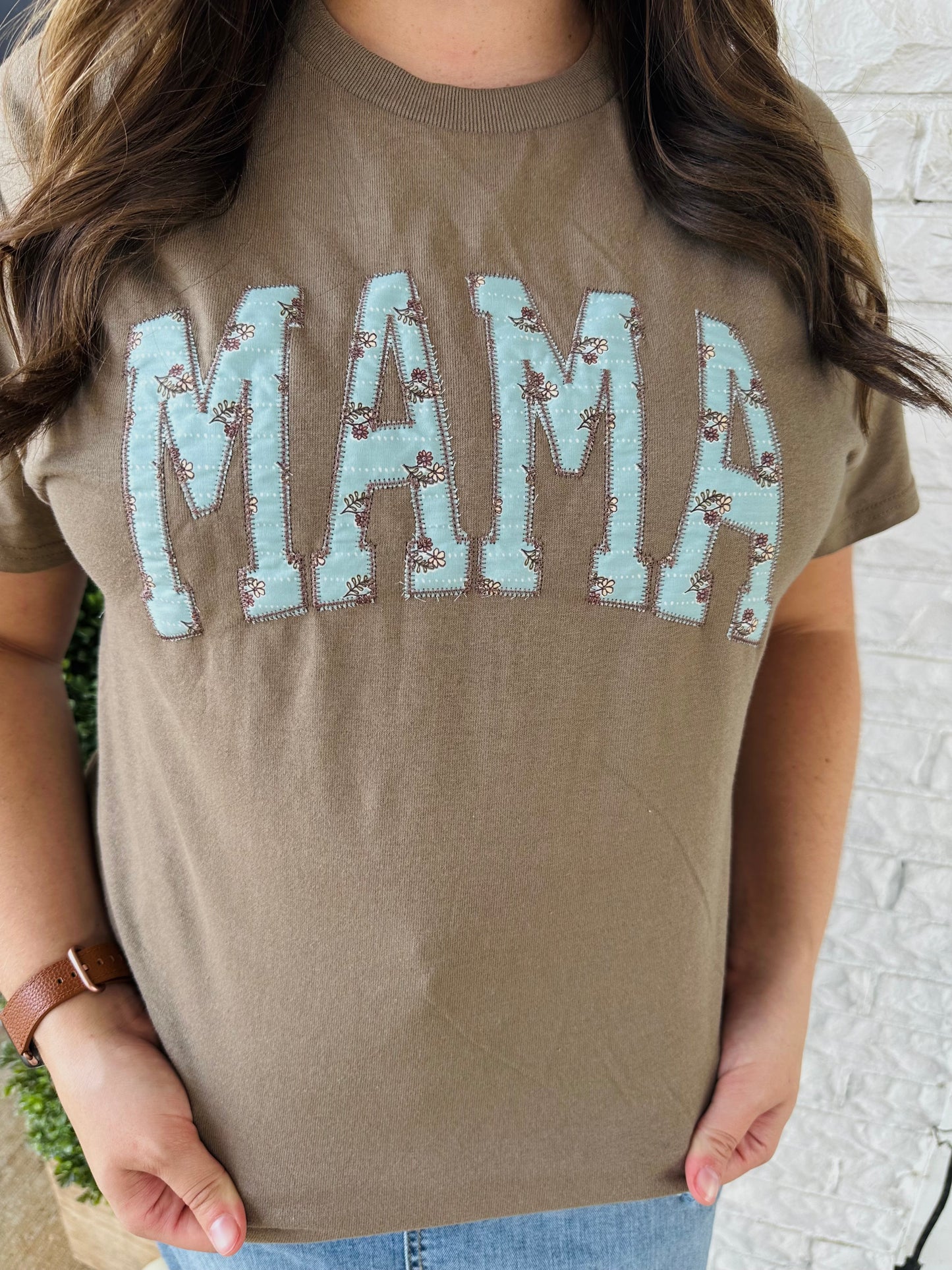 Mama Vintage Floral Embroidered Tee