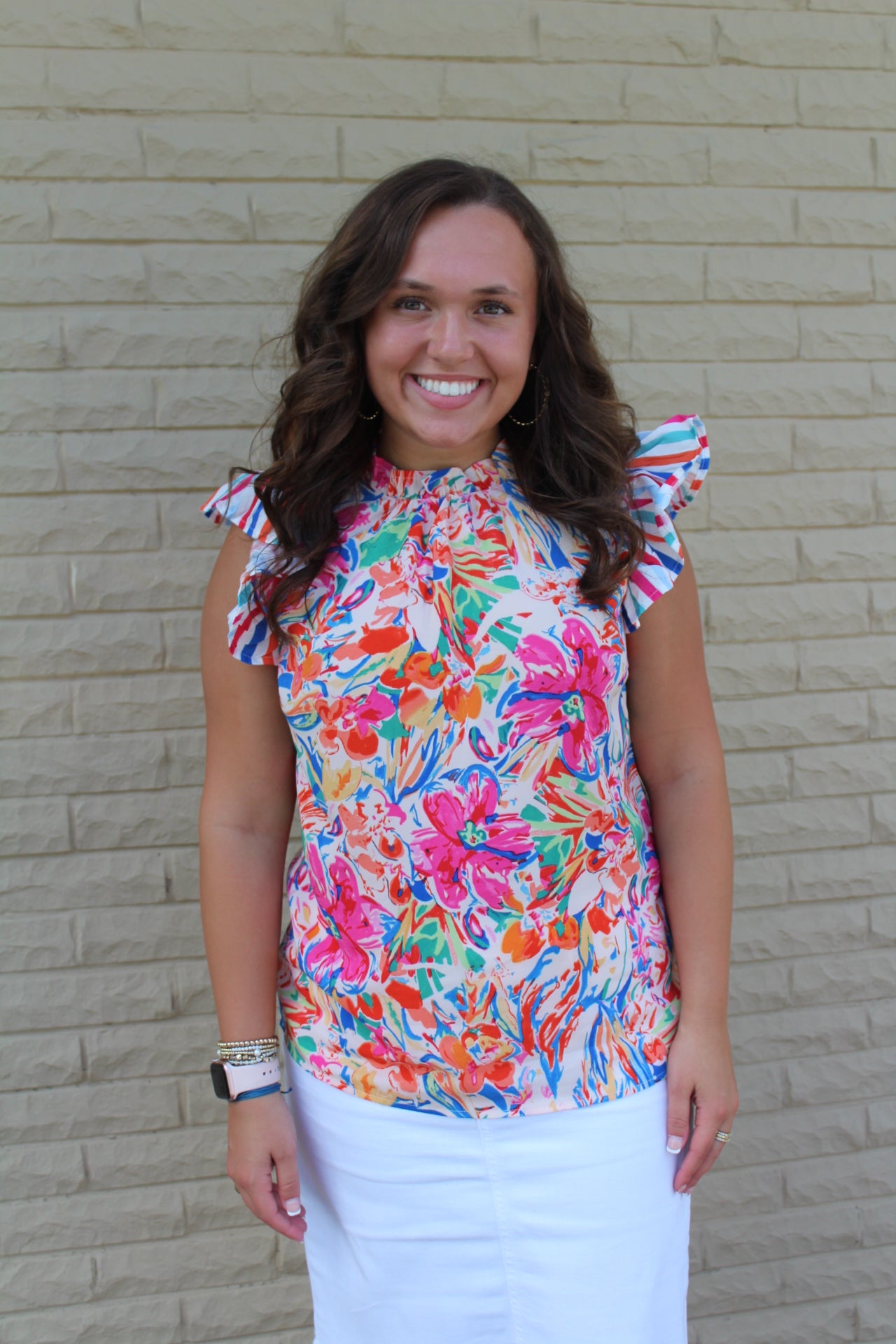 Multicolor Abstract Floral Print Top