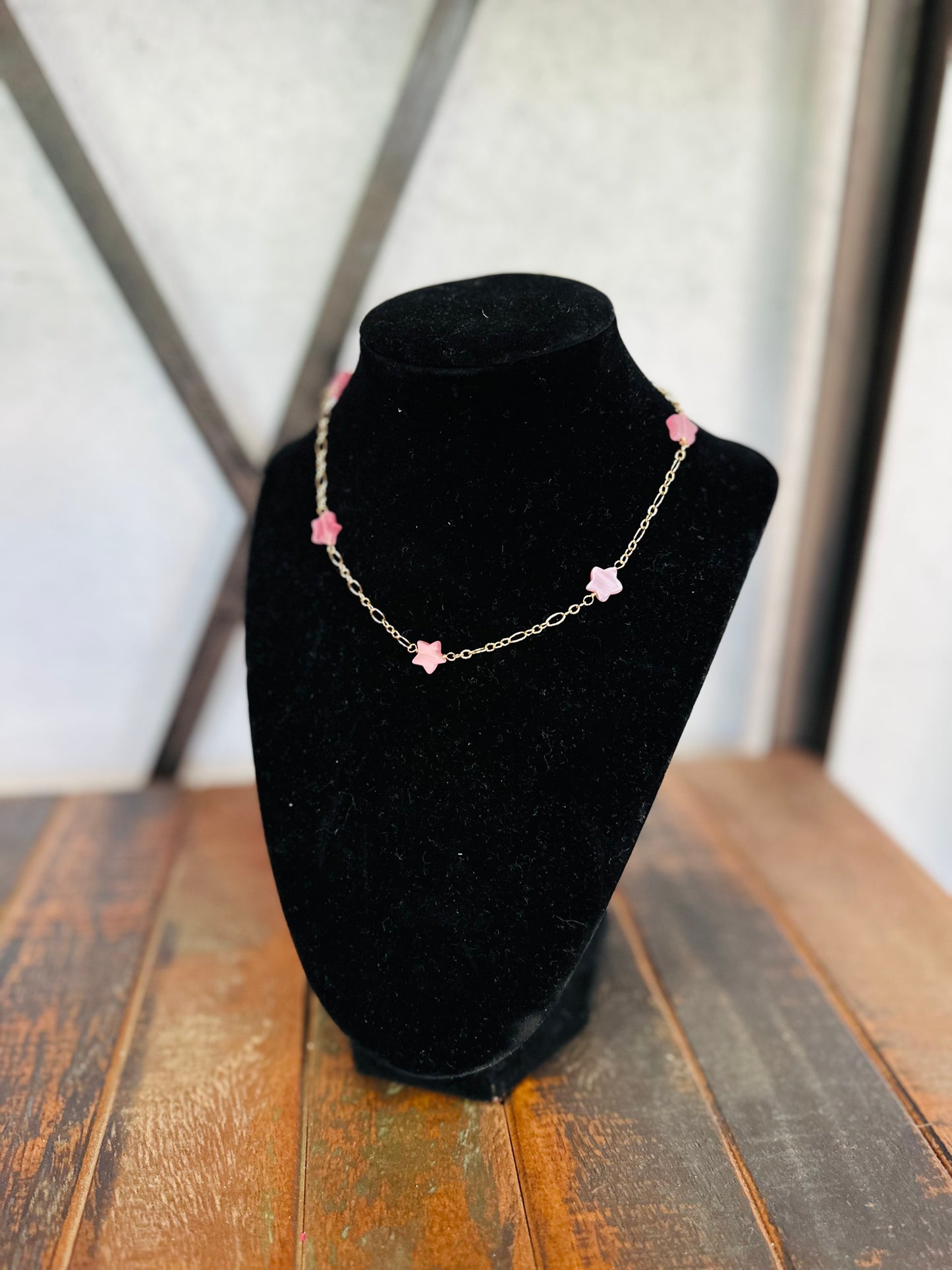 Pink Little Star Station Necklace