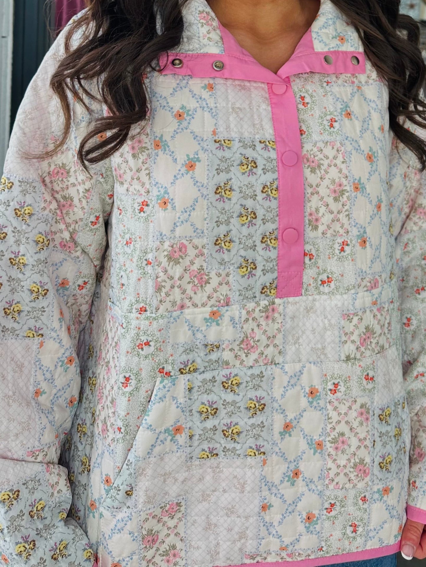 The Poppy Vintage Quilted Floral Pullover