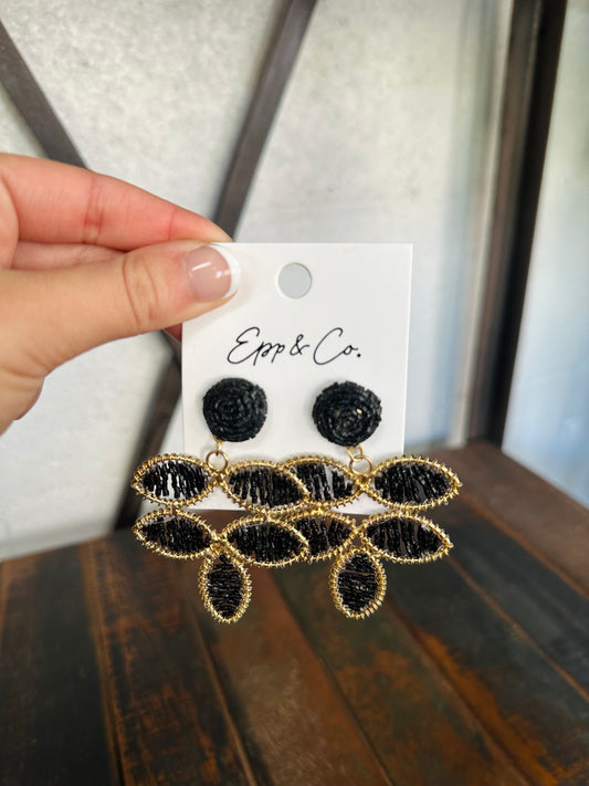 Black Beaded Petal Drops