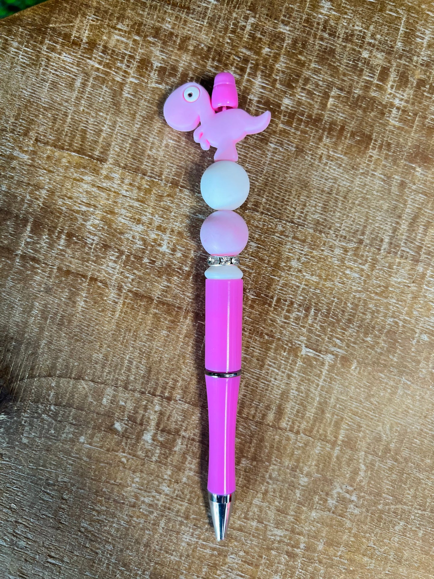 Pink Dinosaur Beaded Pen