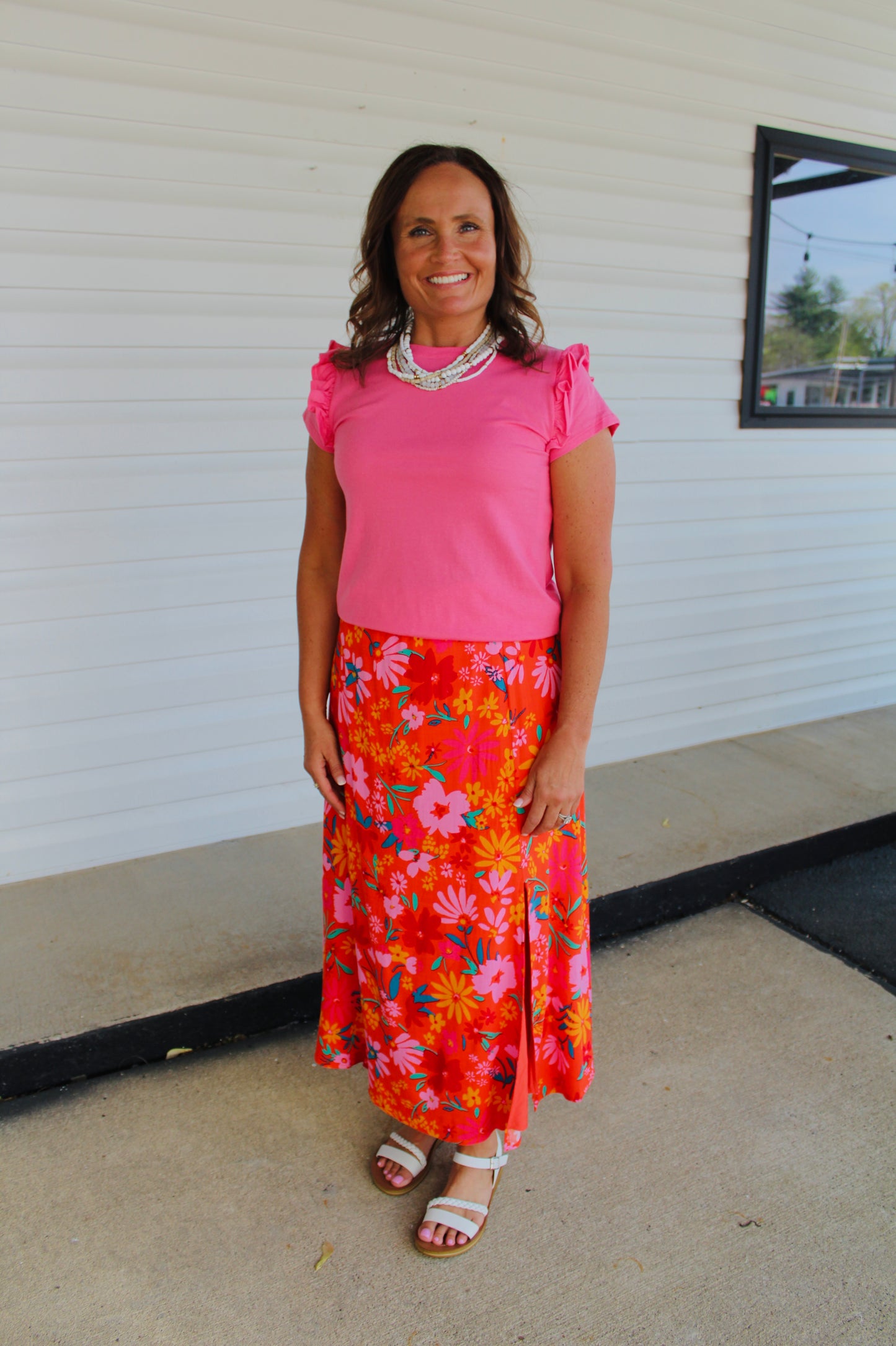 The June Floral Print Midi Skirt