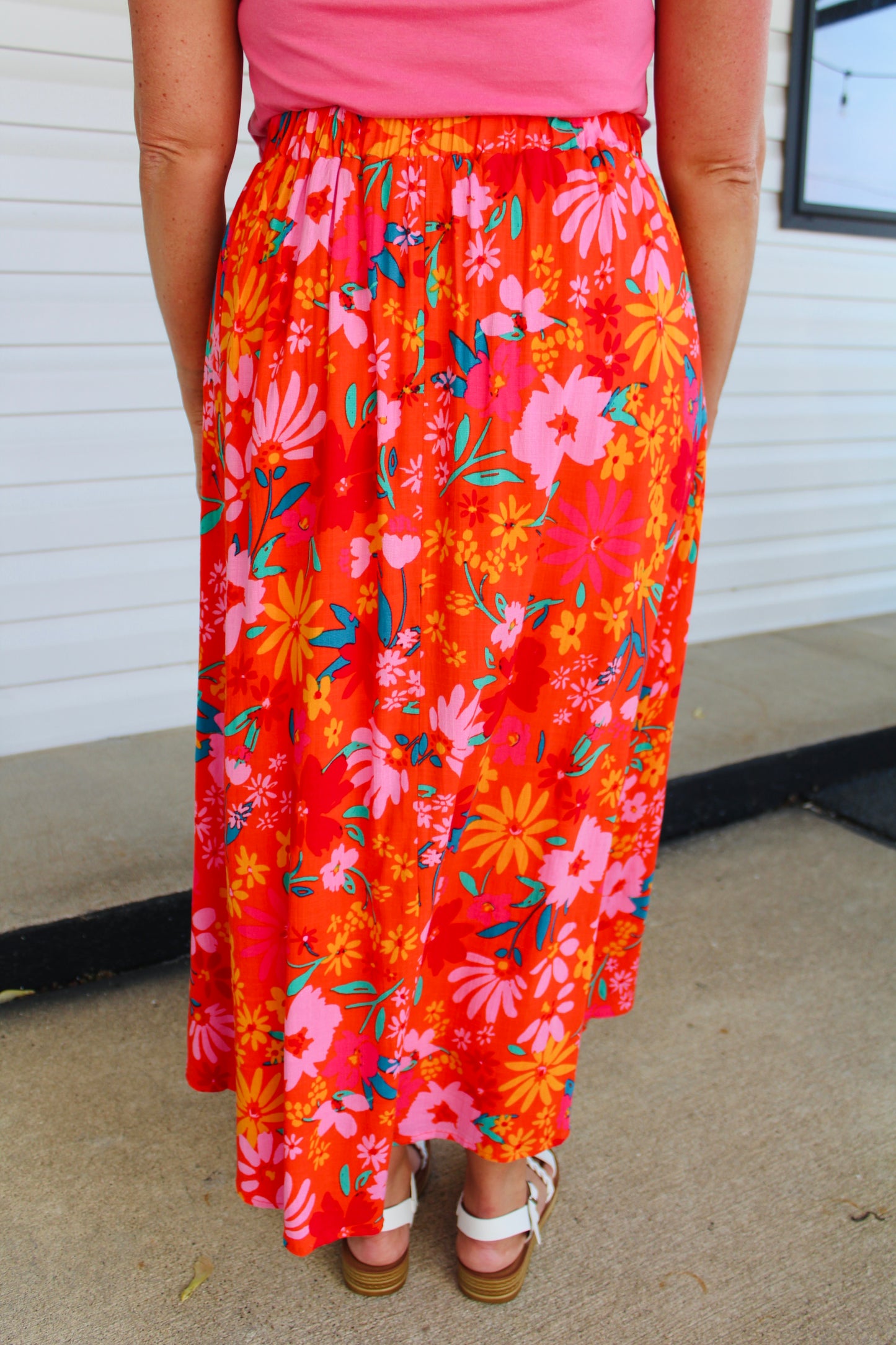 The June Floral Print Midi Skirt