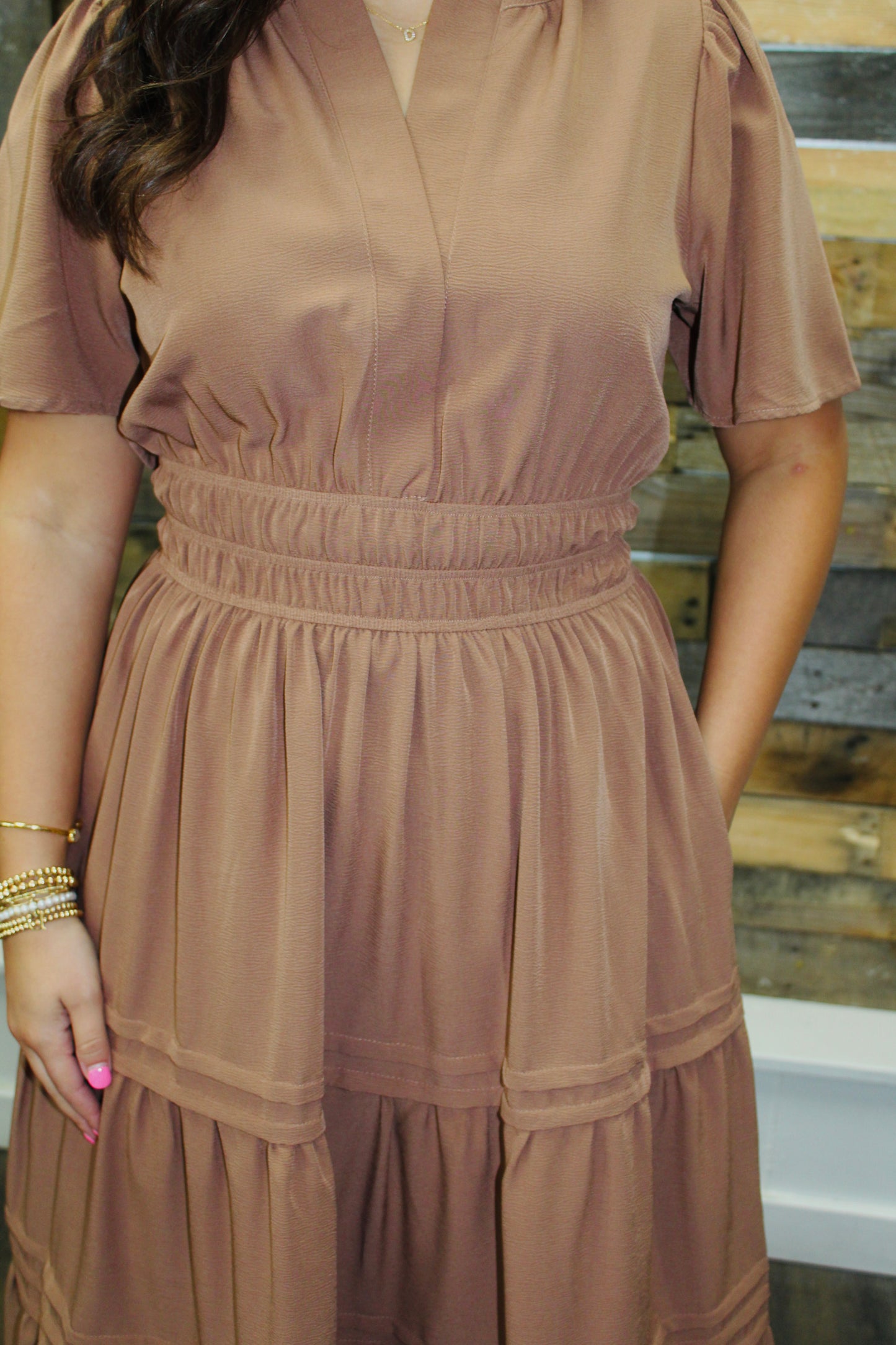 Mocha Tiered Midi Dress