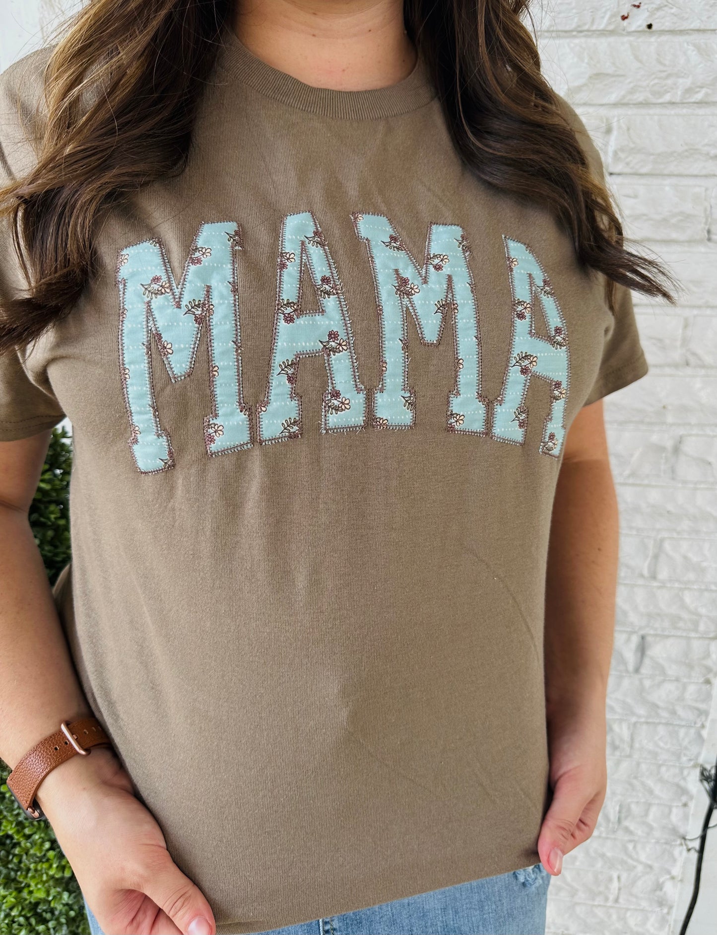 Mama Vintage Floral Embroidered Tee