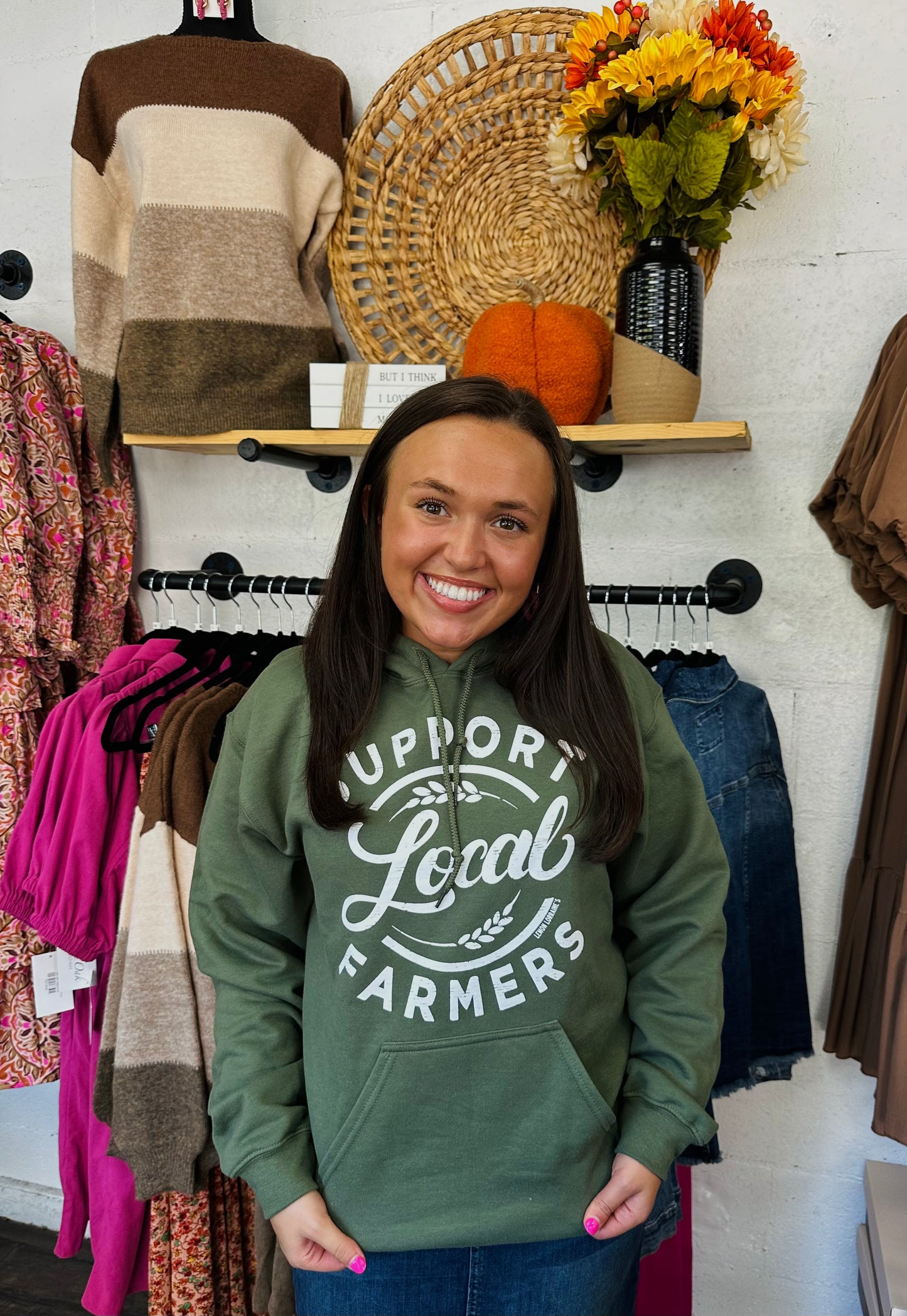 Support Local Farmers Military Green Hoodie