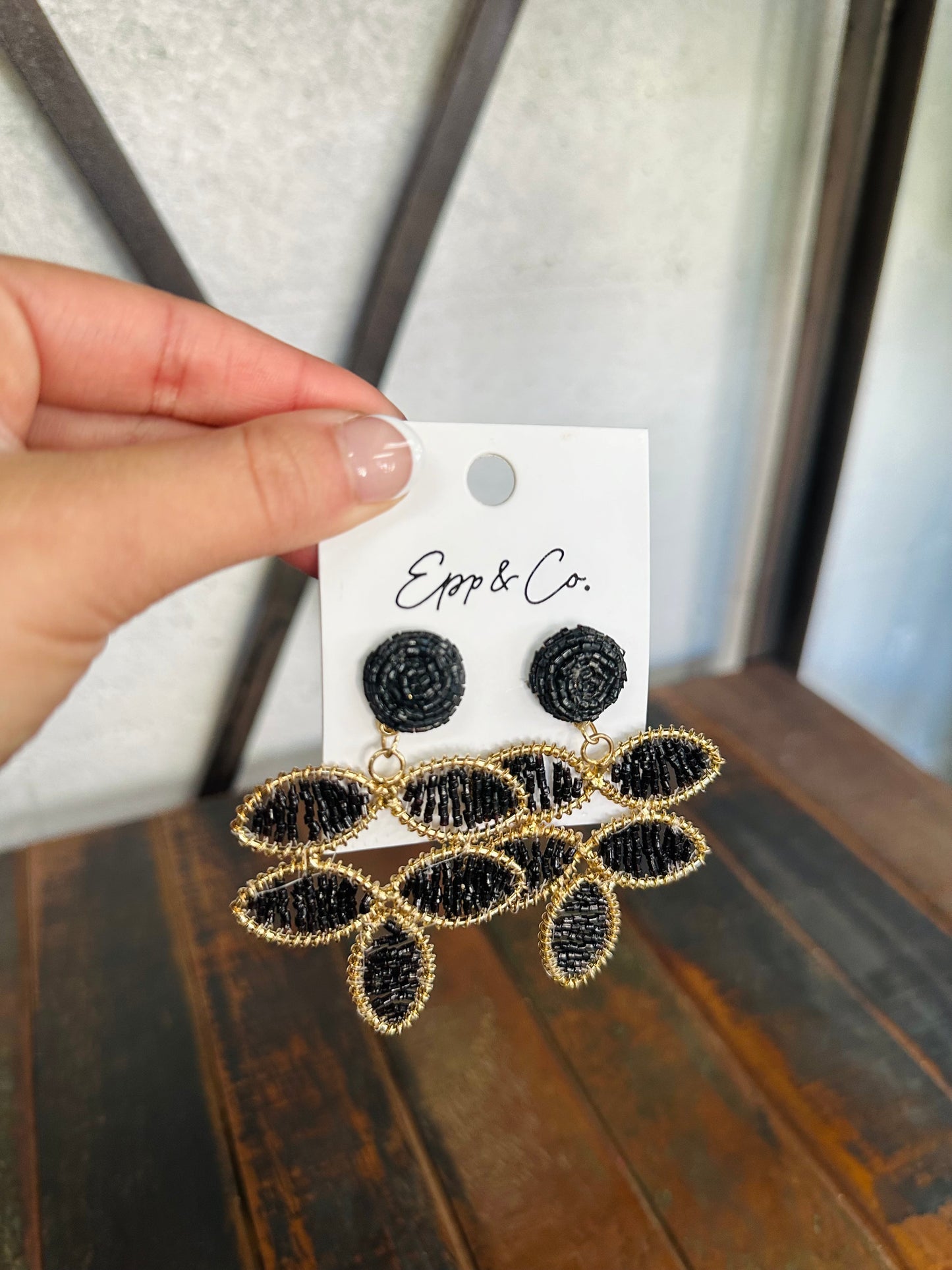 Black Beaded Petal Drops