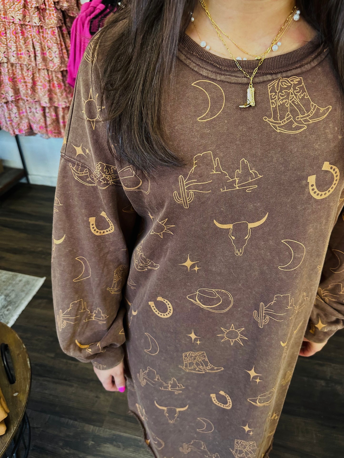 Yeehaw Brown T-shirt Dress