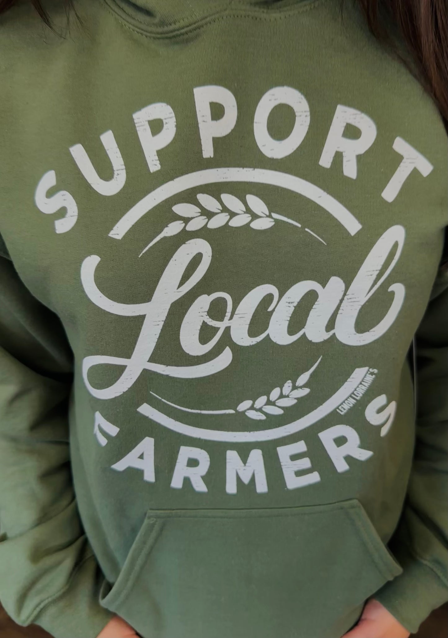 Support Local Farmers Military Green Hoodie